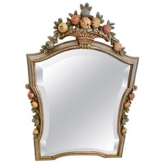 Charming Italian Carved Wood and Painted Mirror