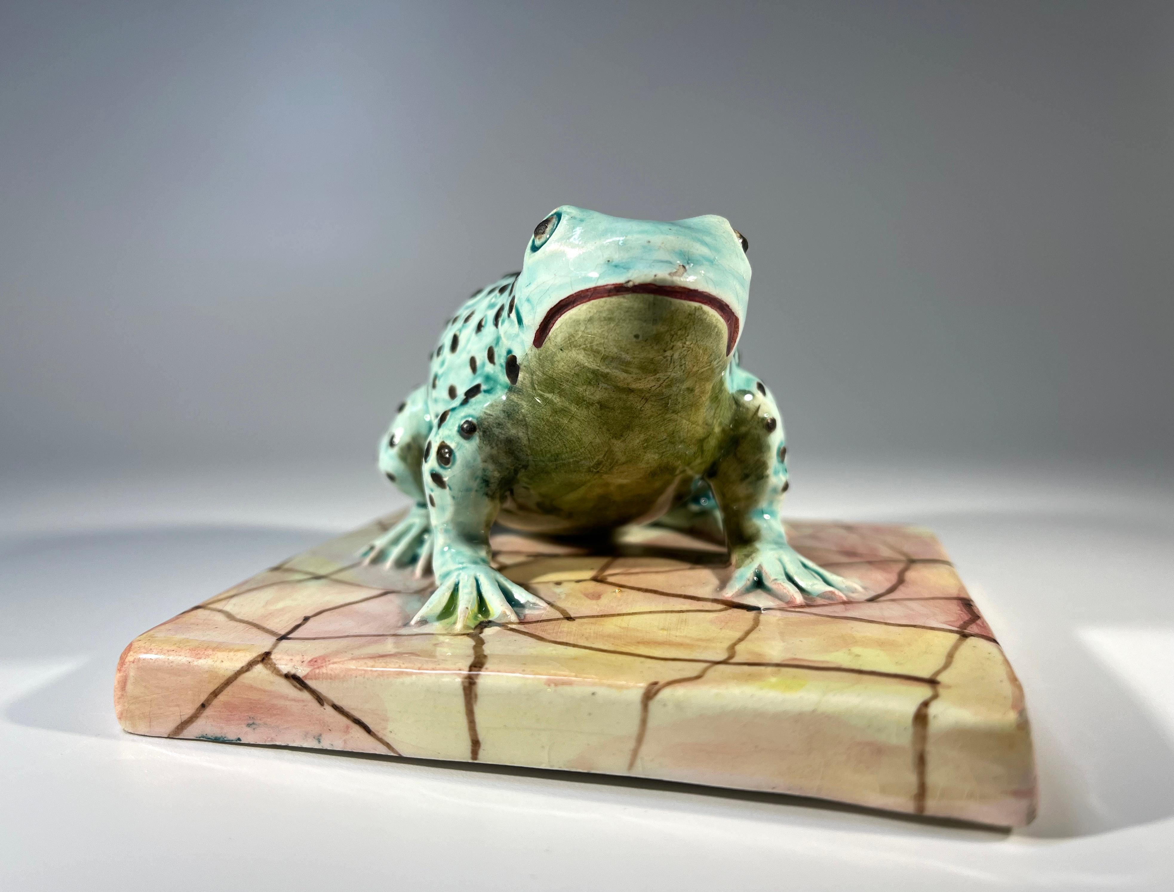 Charming Italian Ceramic Toad On A Tile c1960s For Sale 5