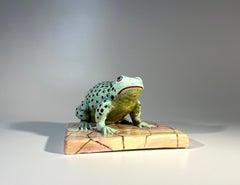 Charming Italian Ceramic Toad On A Tile c1960s