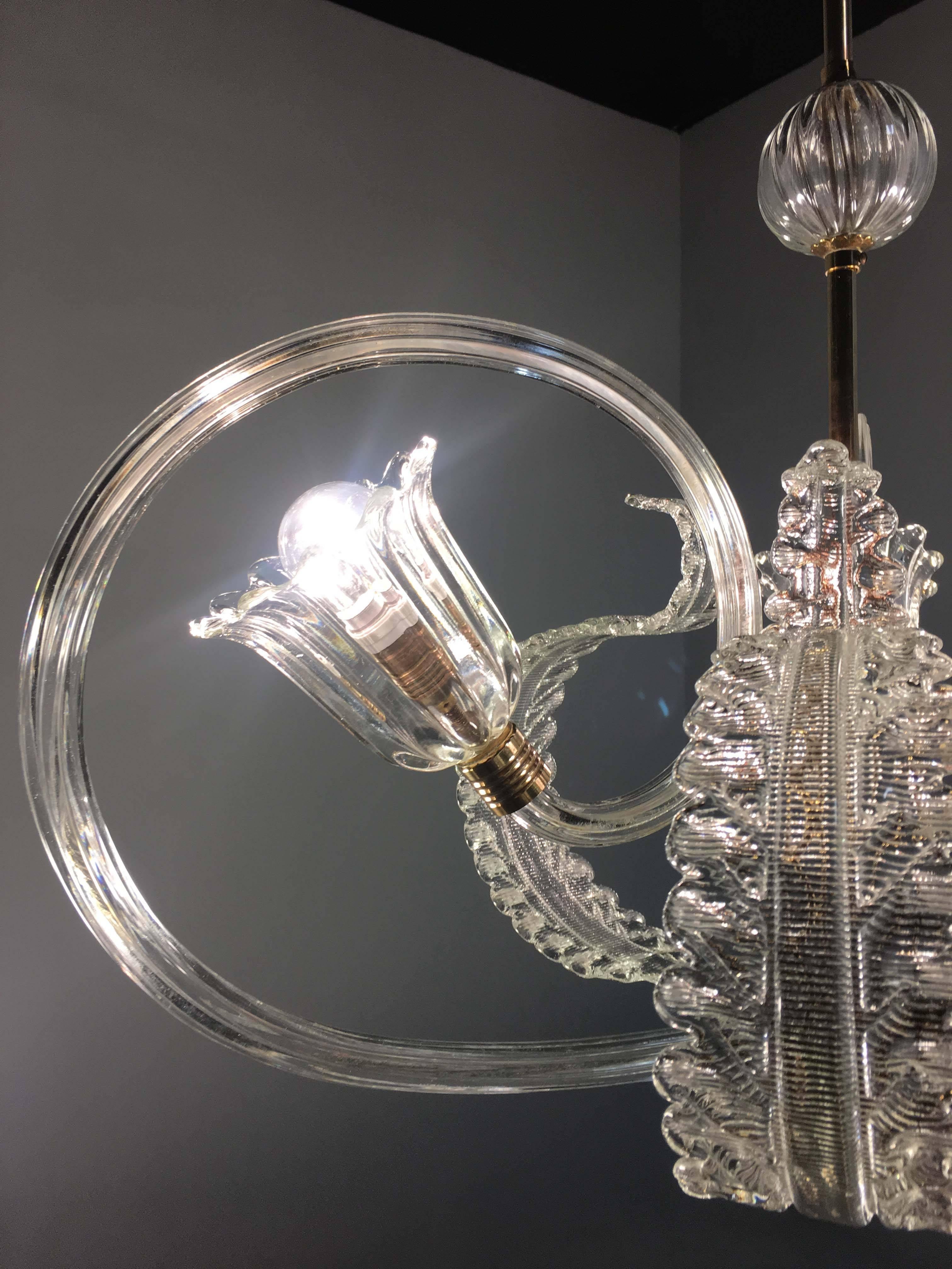Charming Italian Chandelier by Barovier & Toso, Murano, 1940 For Sale 5