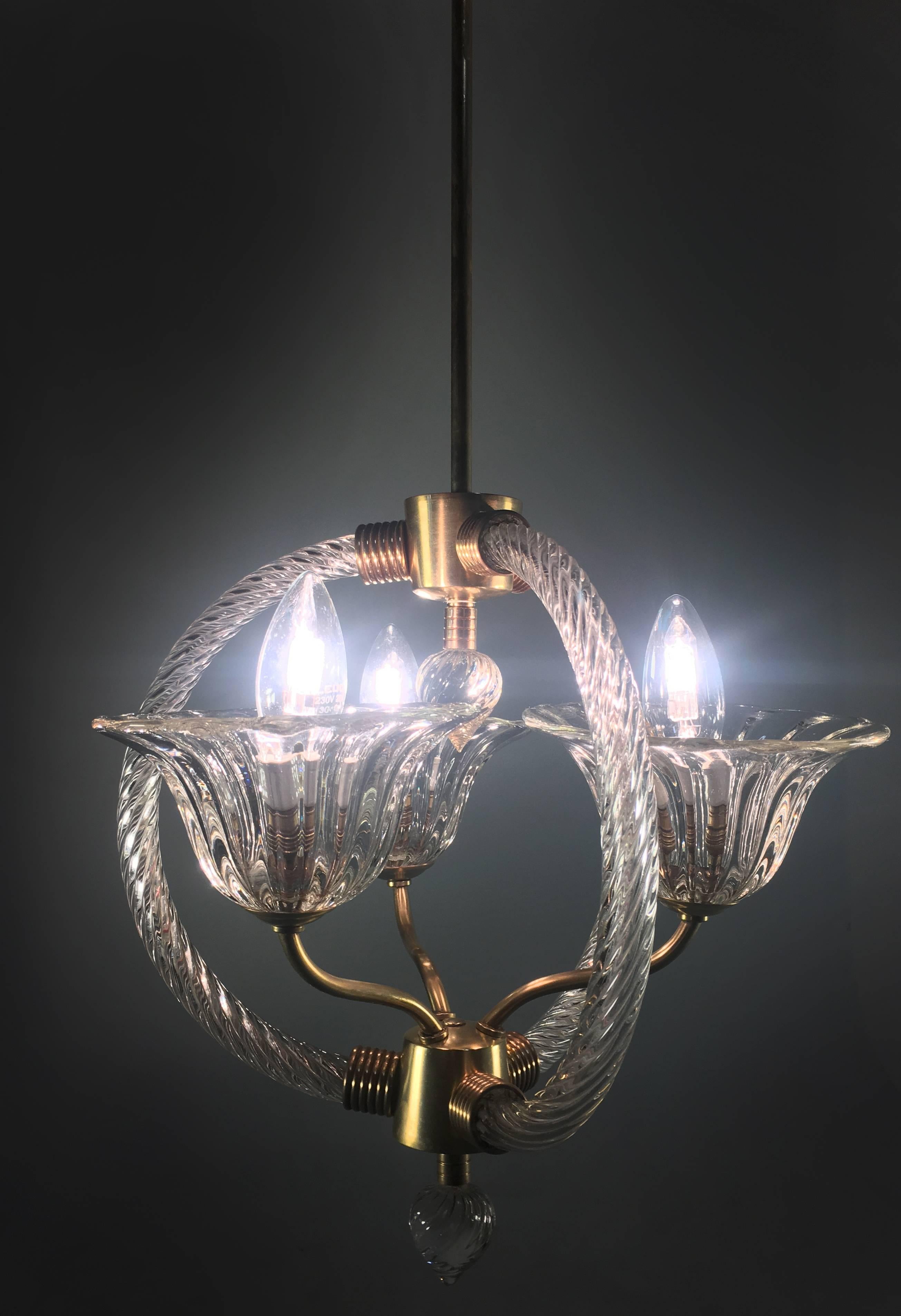 Charming Italian Chandelier by Barovier & Toso, Murano, 1940 For Sale 5