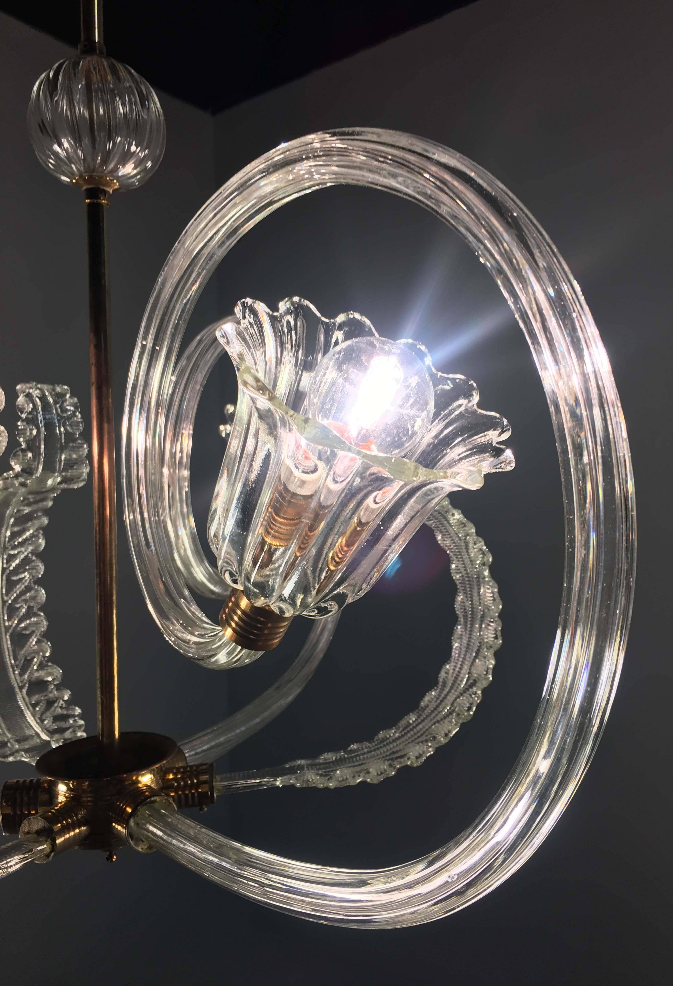 Charming Italian Chandelier by Barovier & Toso, Murano, 1940 For Sale 6