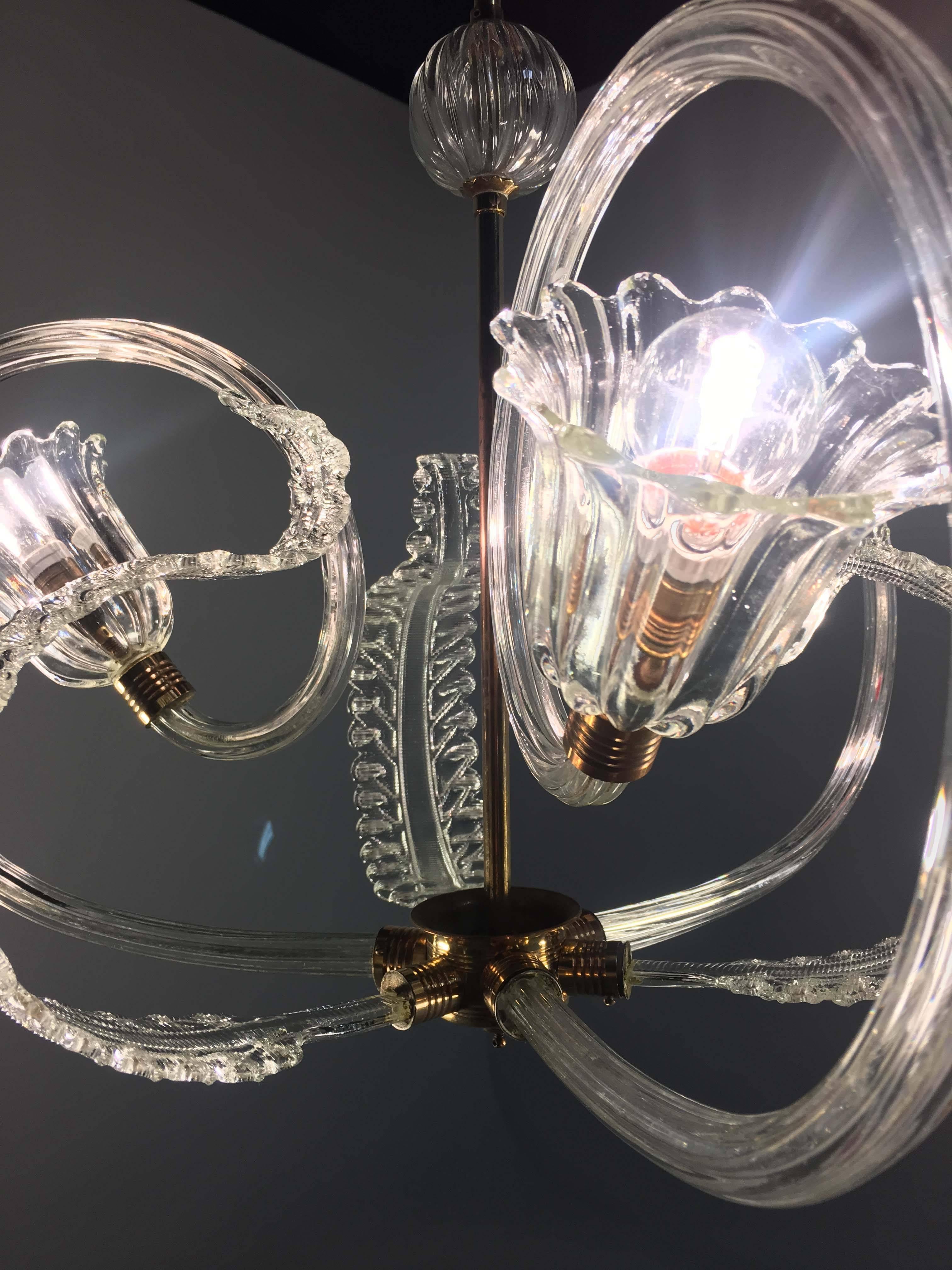 Charming Italian Chandelier by Barovier & Toso, Murano, 1940 For Sale 7