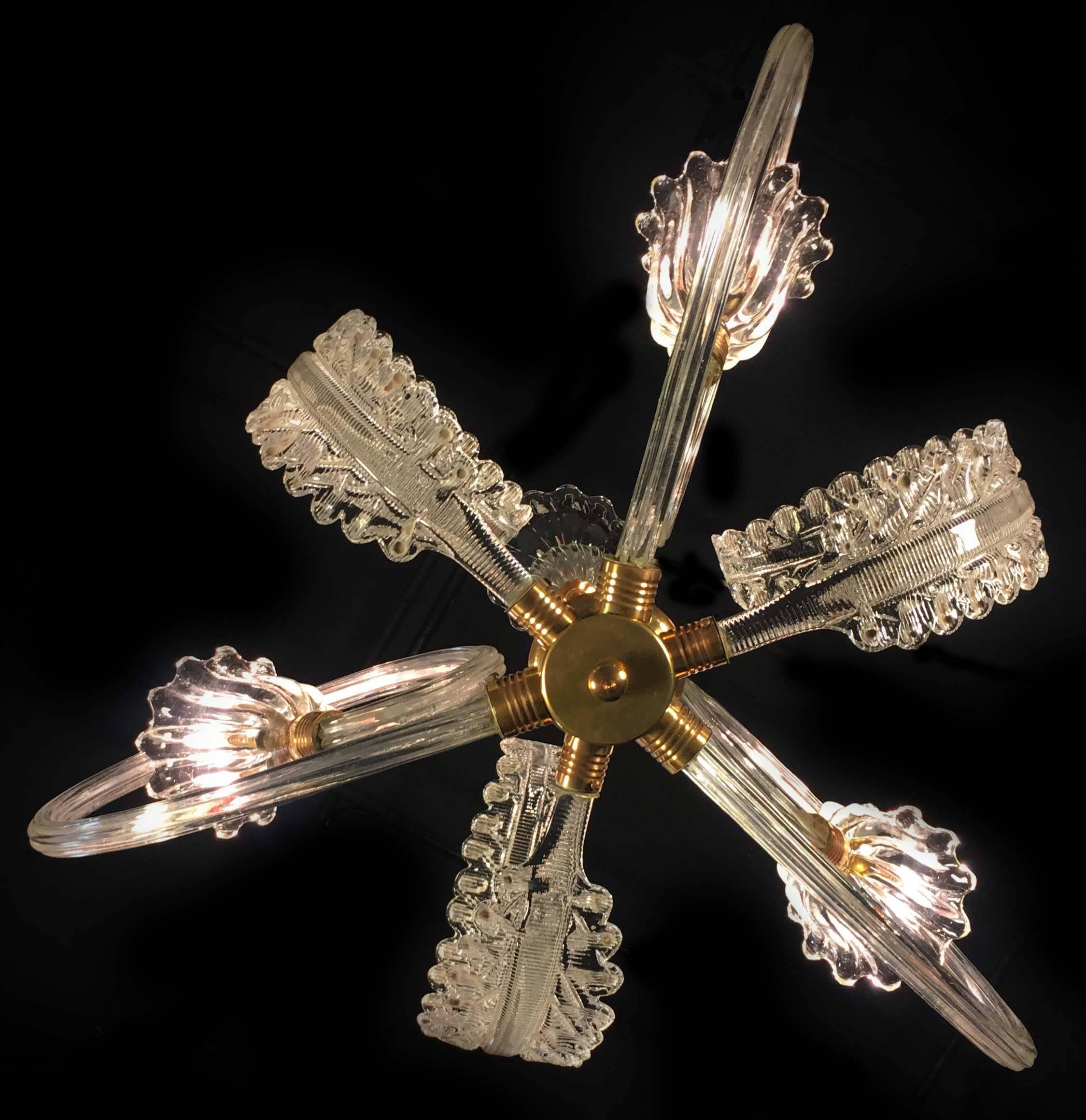 Charming Italian Chandelier by Barovier & Toso, Murano, 1940 For Sale 8