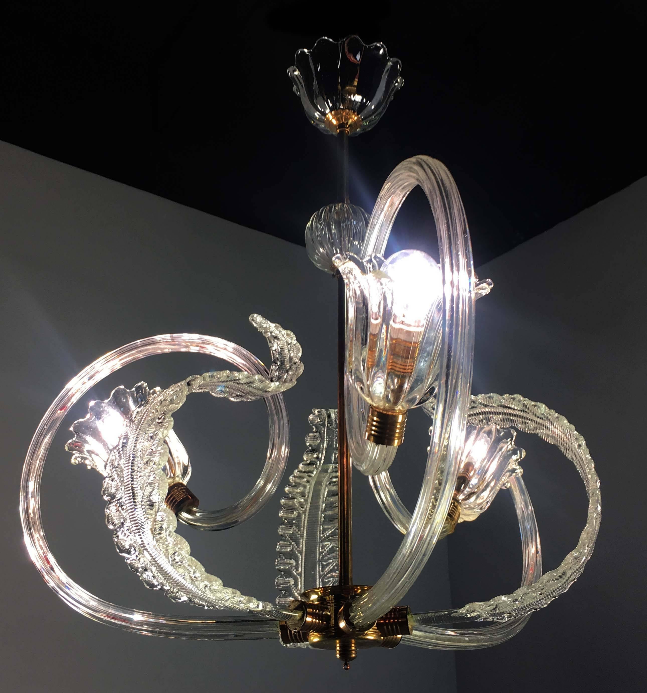 Charming Italian Chandelier by Barovier & Toso, Murano, 1940 For Sale 10