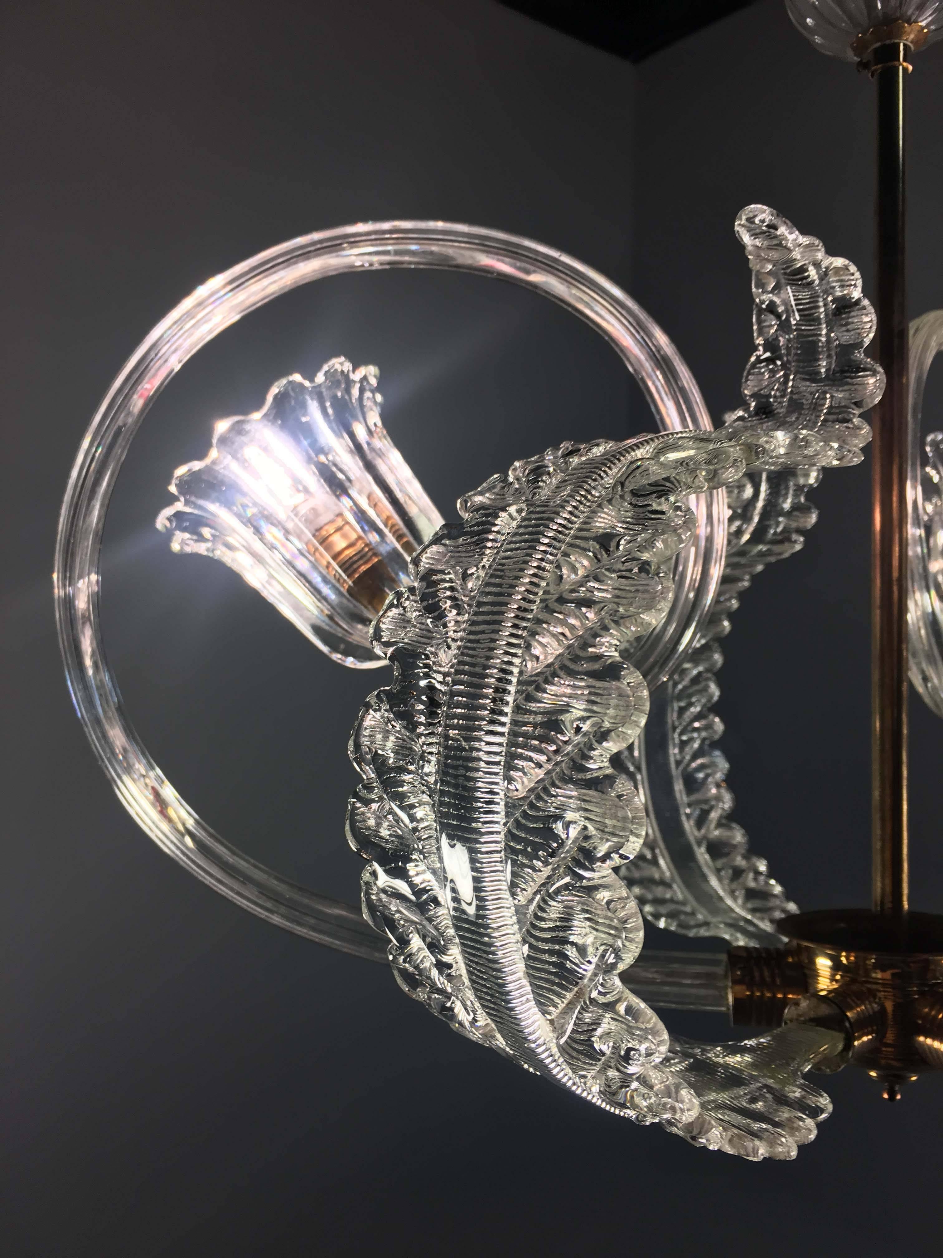 Charming Italian Chandelier by Barovier & Toso, Murano, 1940 For Sale 12