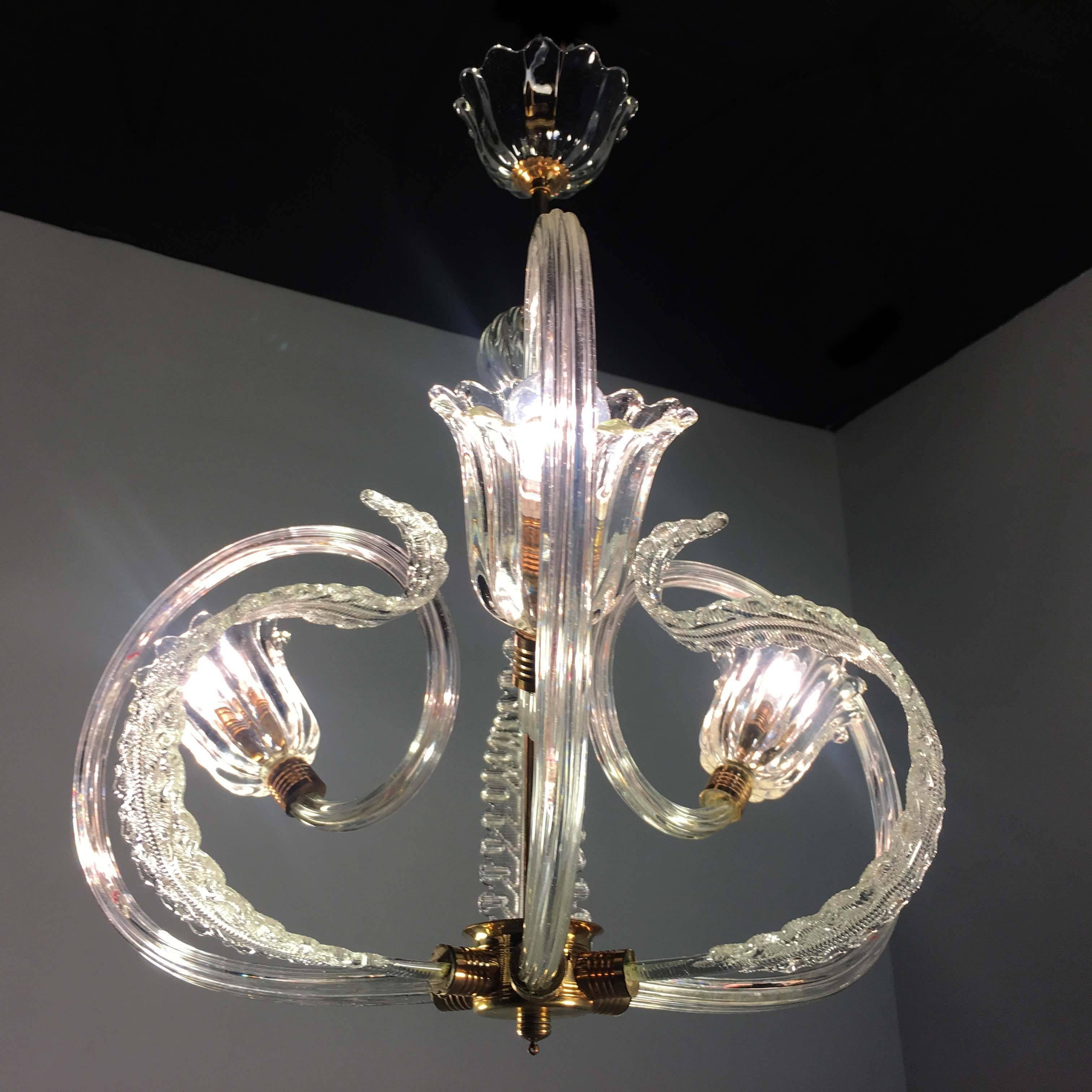 Charming Italian Chandelier by Barovier & Toso, Murano, 1940 For Sale 13