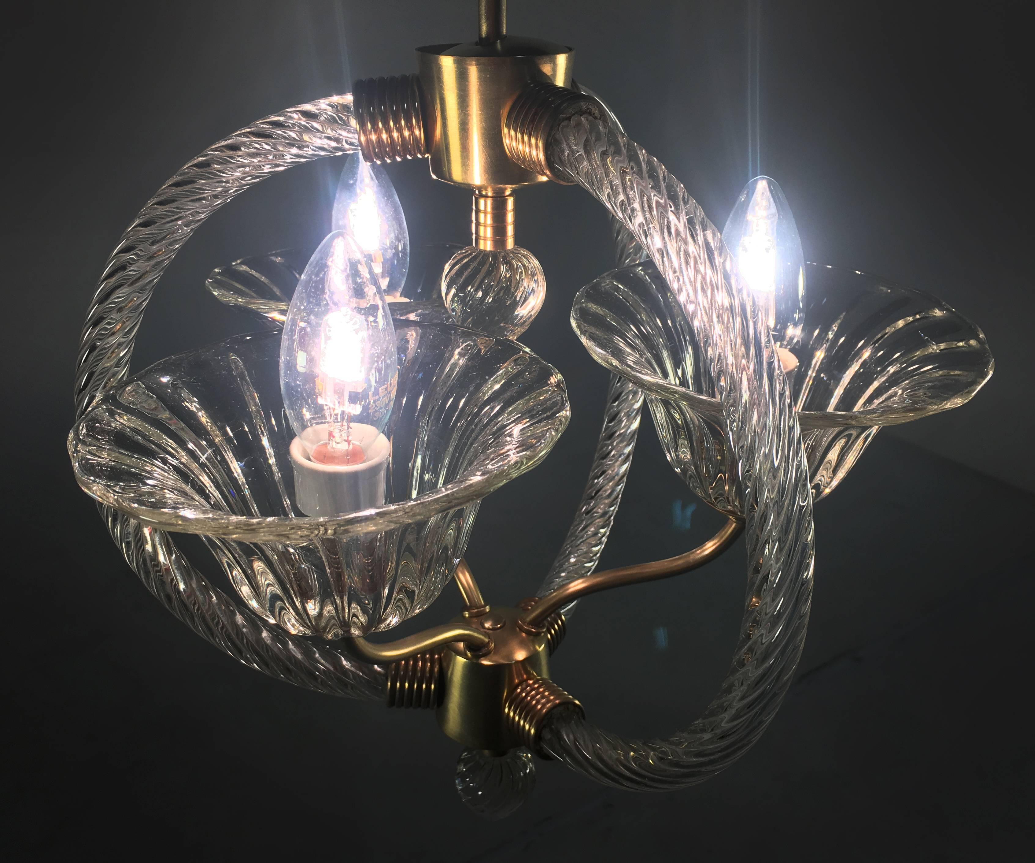 Charming Italian Chandelier by Barovier & Toso, Murano, 1940 For Sale 2