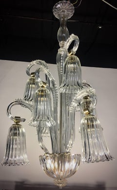Charming Italian Chandelier by Ercole Barovier, Murano, 1940s