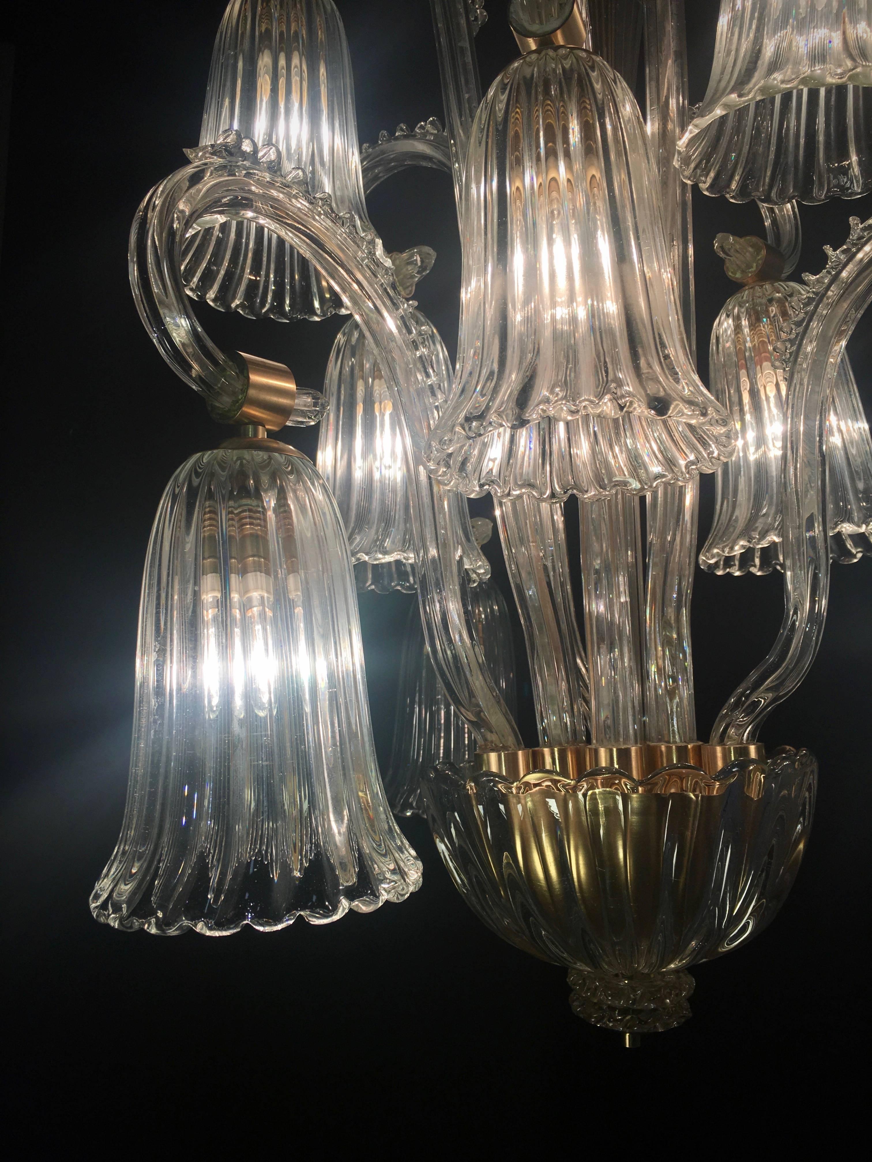 Italiano Incantevole lampadario italiano di Ercole Barovier, Murano, anni '40 in vendita