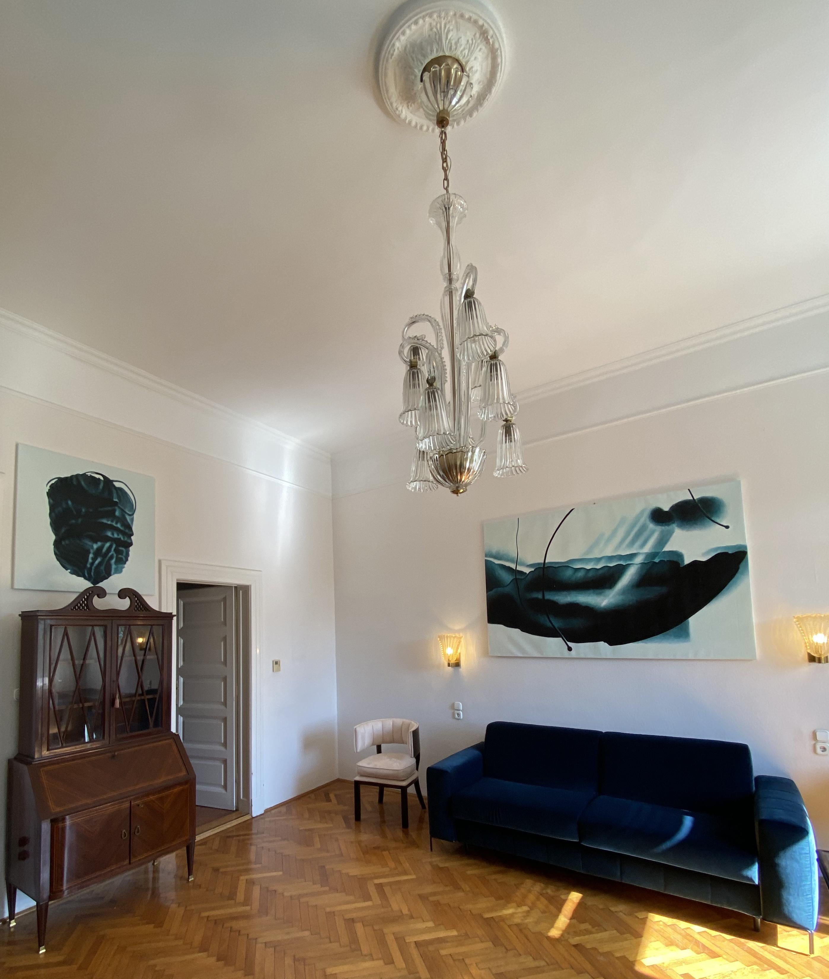 Charmant lustre italien par Ercole Barovier, Murano, années 1940 en vente 1