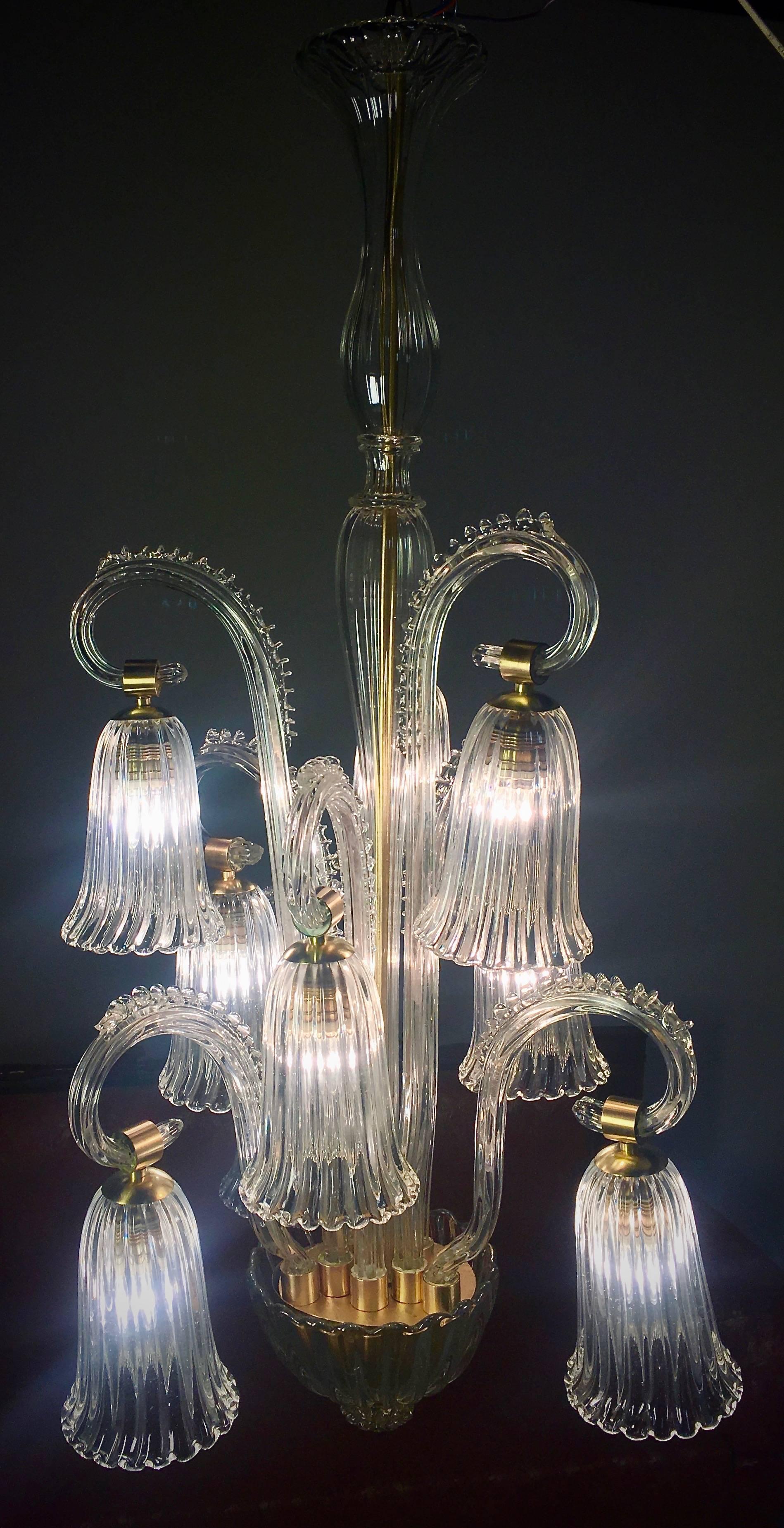 Charming Italian Chandelier by Ercole Barovier, Murano, 1940s For Sale 1