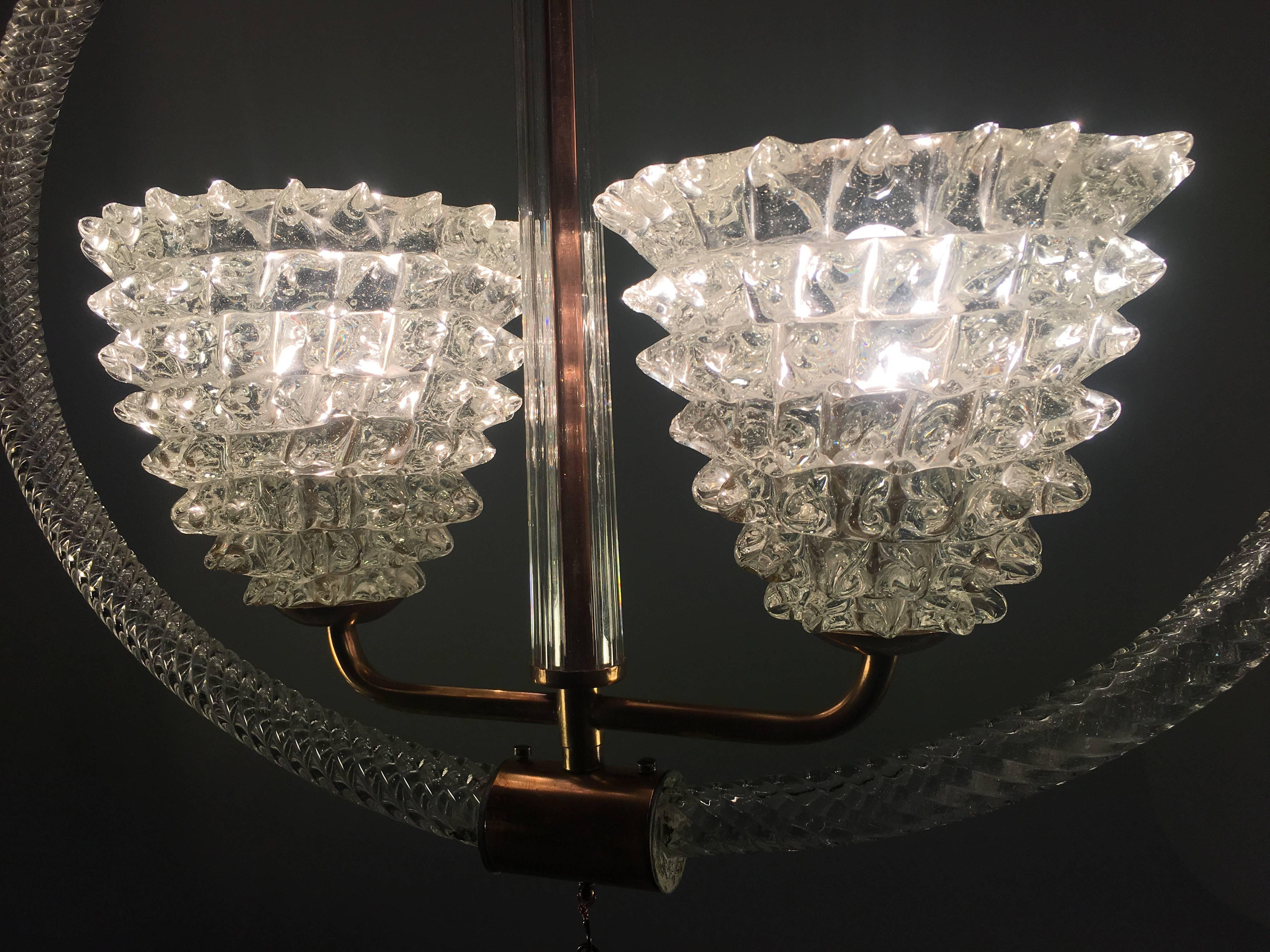 Charming Italian Chandelier by Ercole Barovier, Murano, 1940 For Sale 6