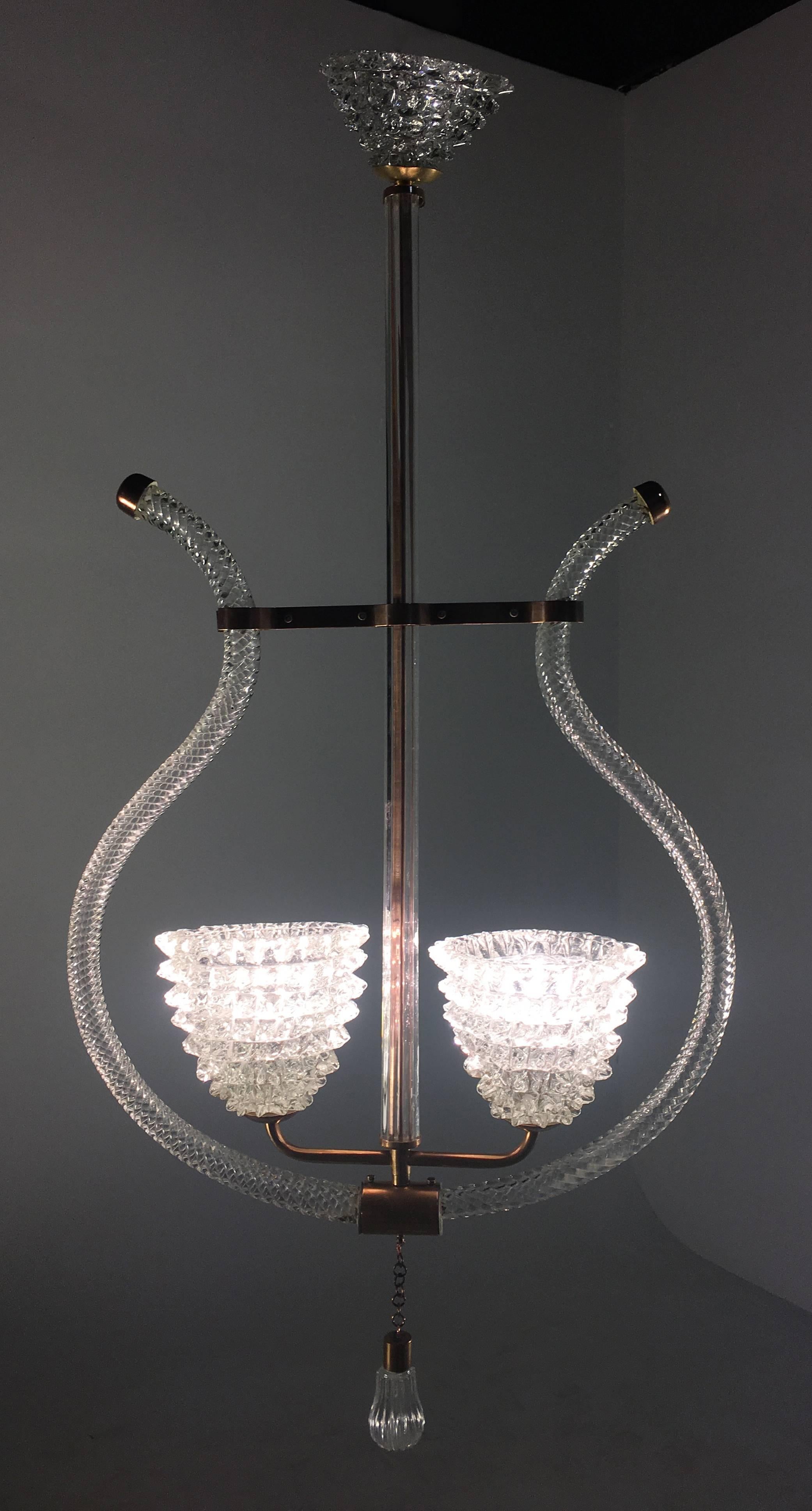 Charming Italian Chandelier by Ercole Barovier, Murano, 1940 For Sale 7