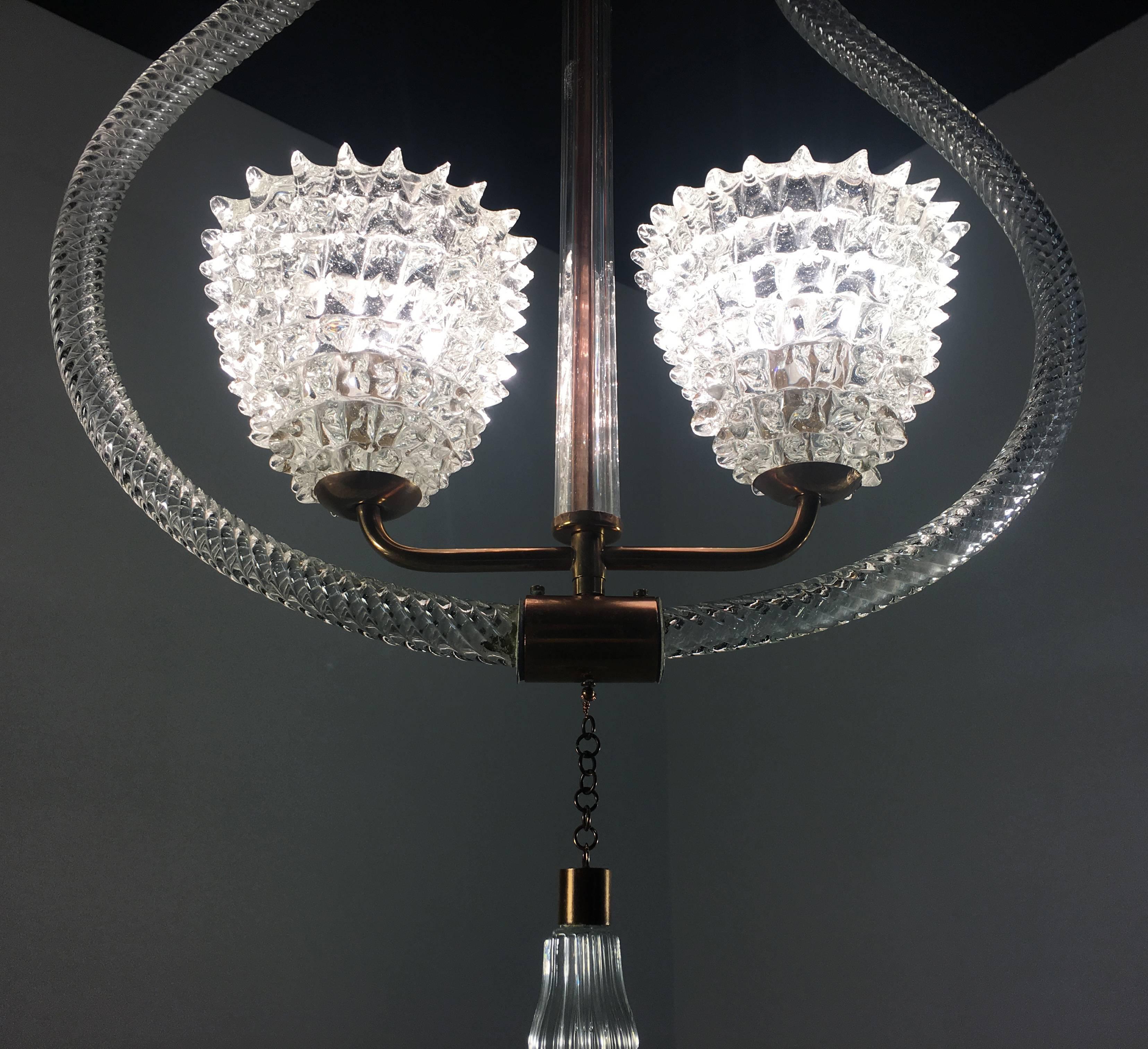 Charming Italian Chandelier by Ercole Barovier, Murano, 1940 For Sale 8