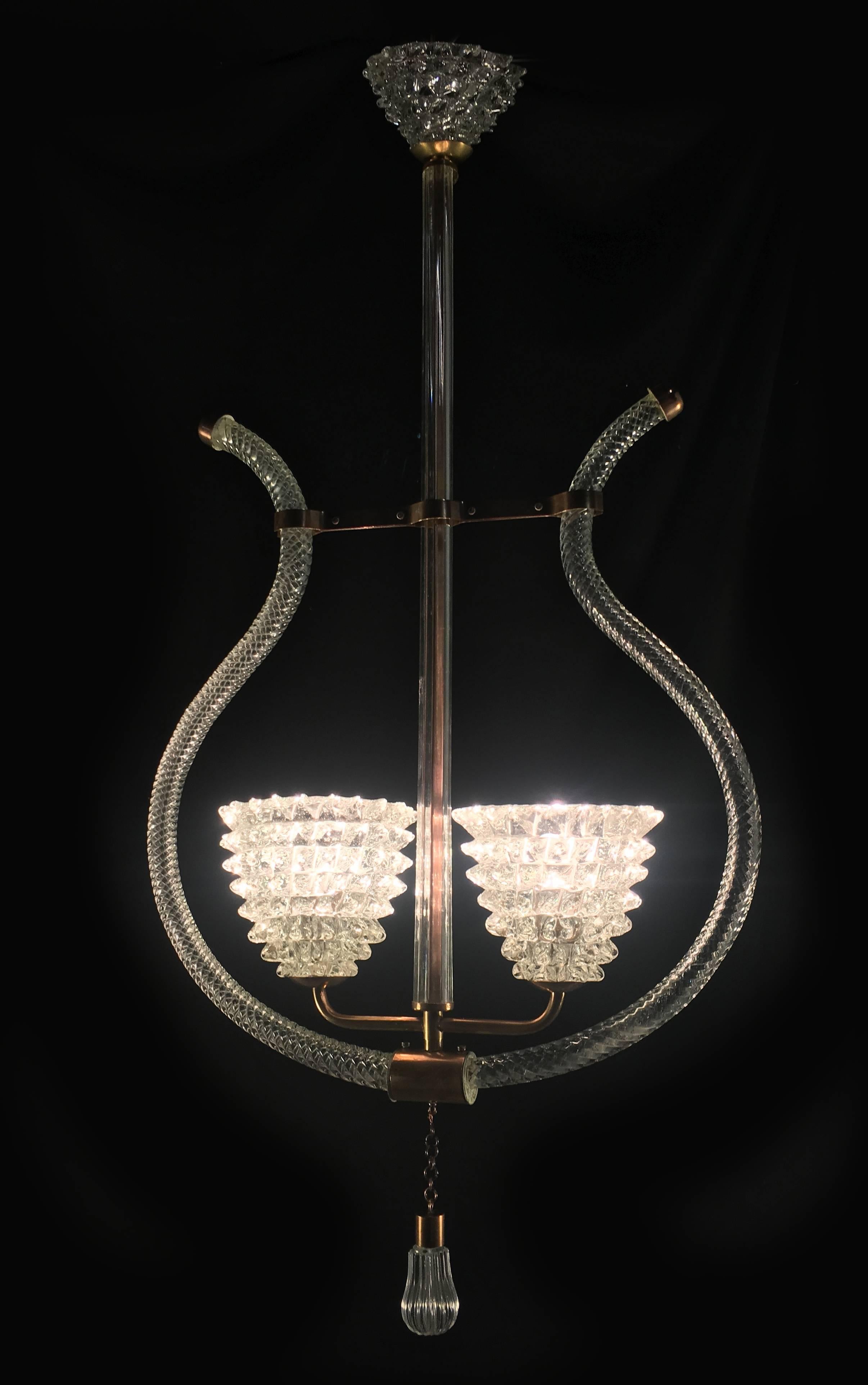 Charming Italian Chandelier by Ercole Barovier, Murano, 1940 For Sale 10