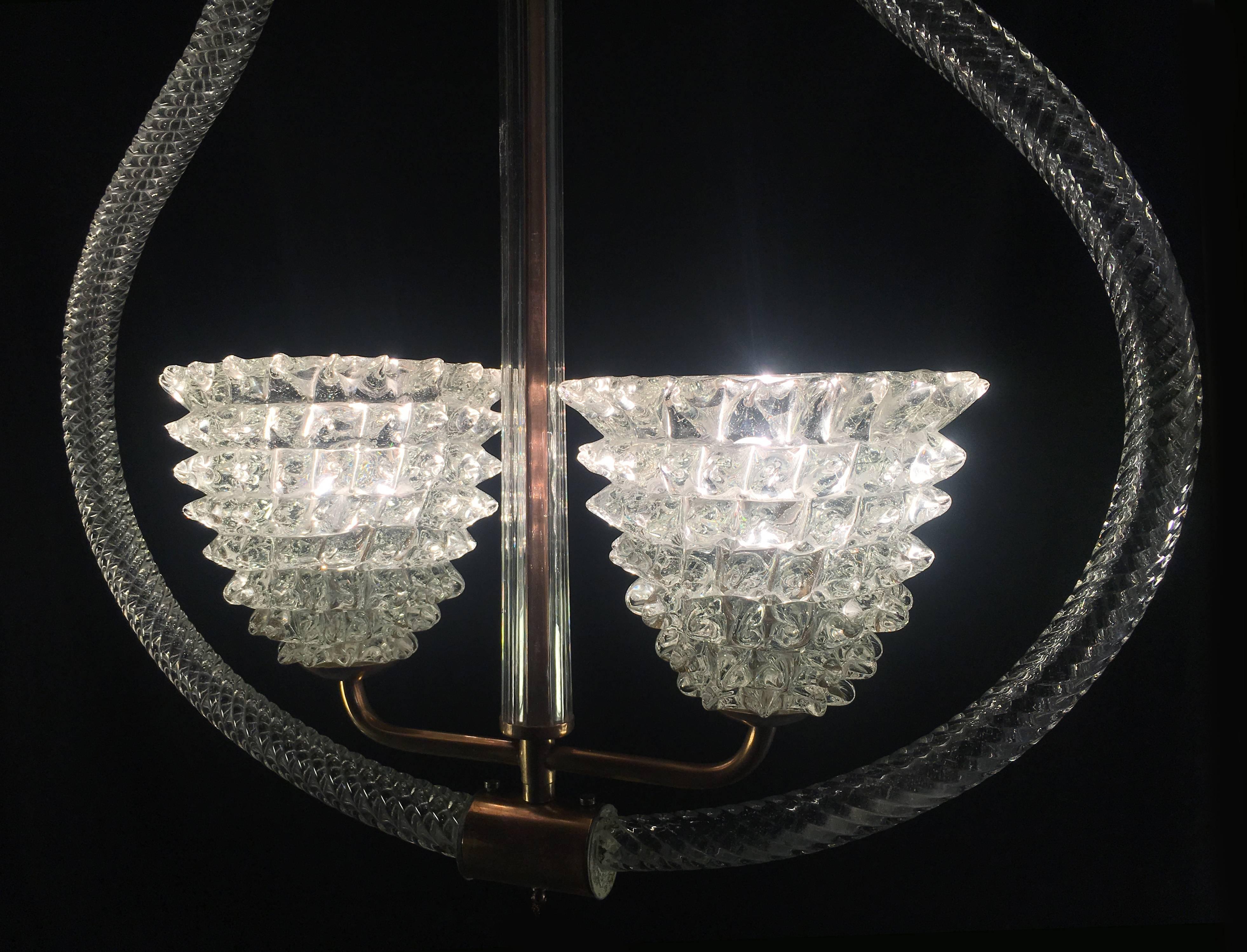 Charming Italian Chandelier by Ercole Barovier, Murano, 1940 For Sale 12