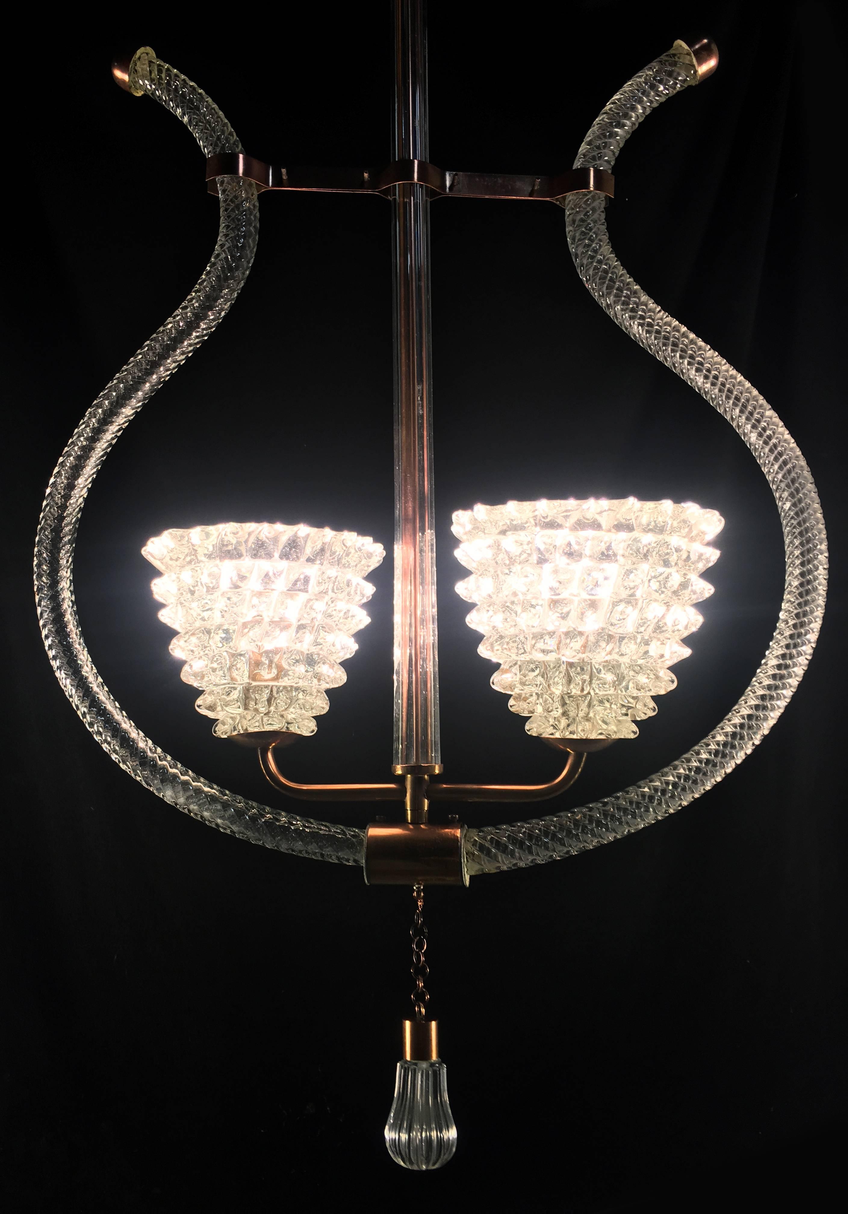 Charming Italian Chandelier by Ercole Barovier, Murano, 1940 For Sale 13