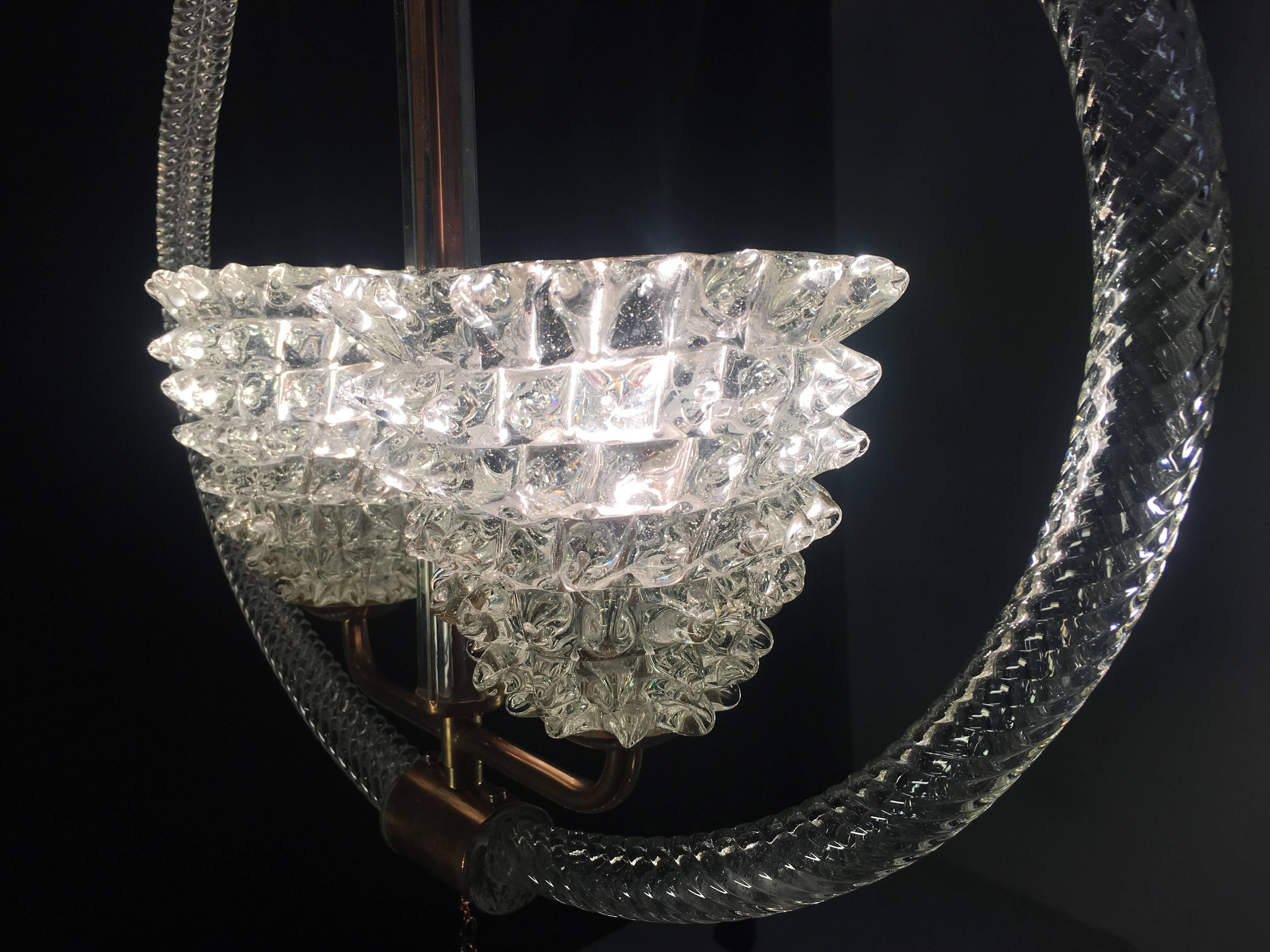 Charming Italian Chandelier by Ercole Barovier, Murano, 1940 For Sale 14