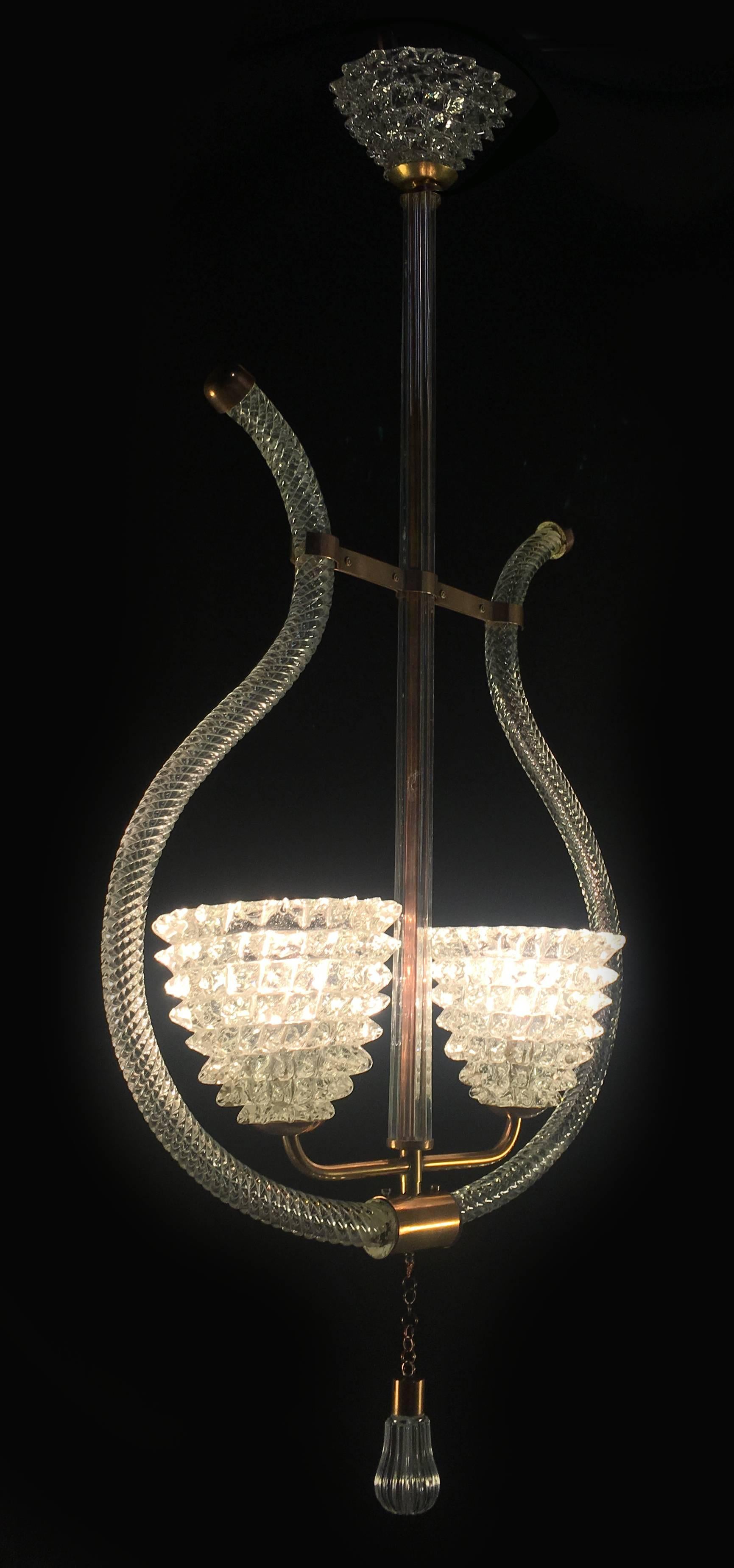 Charming Italian Chandelier by Ercole Barovier, Murano, 1940 For Sale 15