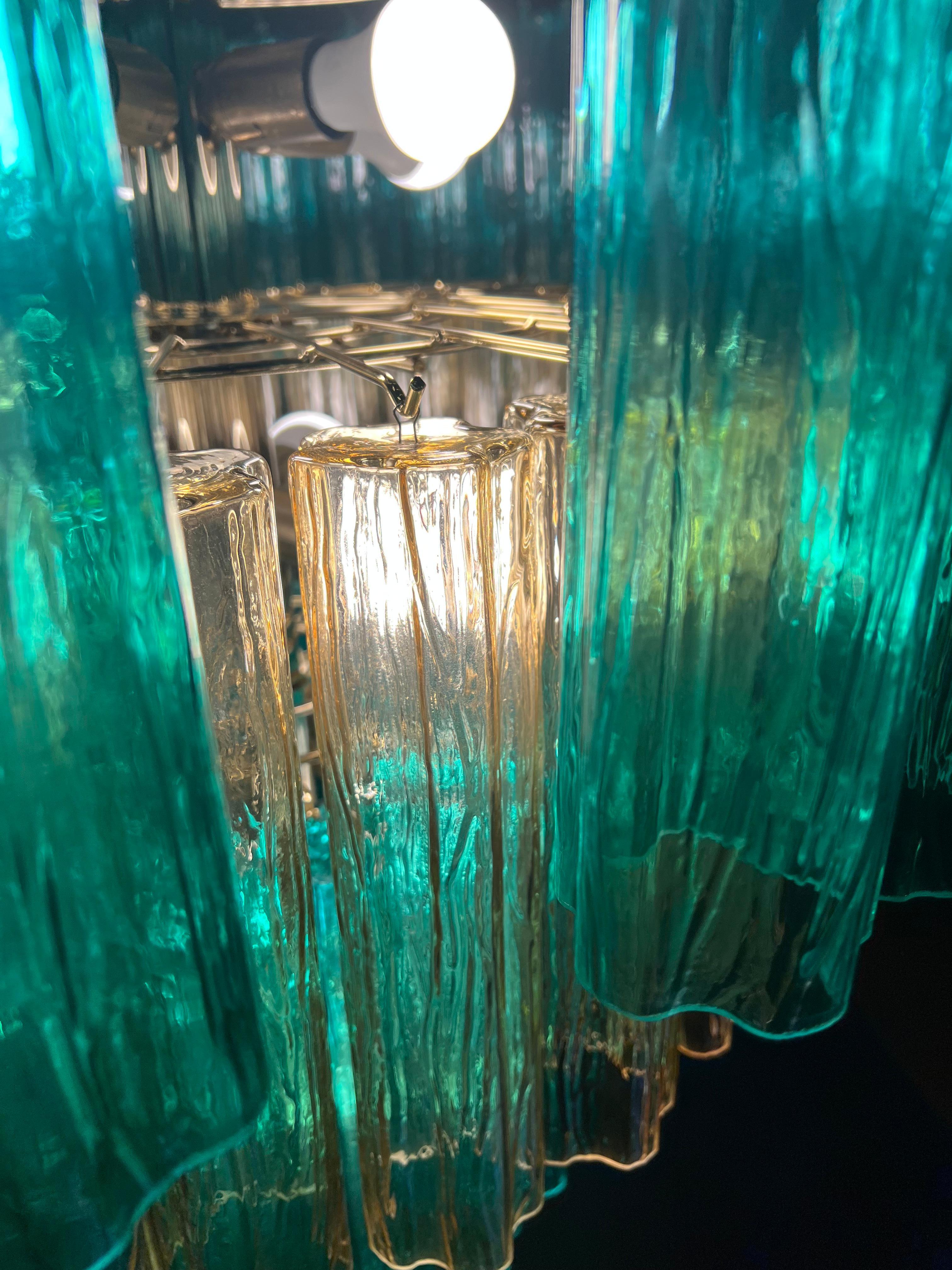Charming  Italian Emerald and Gold Chandelier by Valentina Planta, Murano For Sale 6