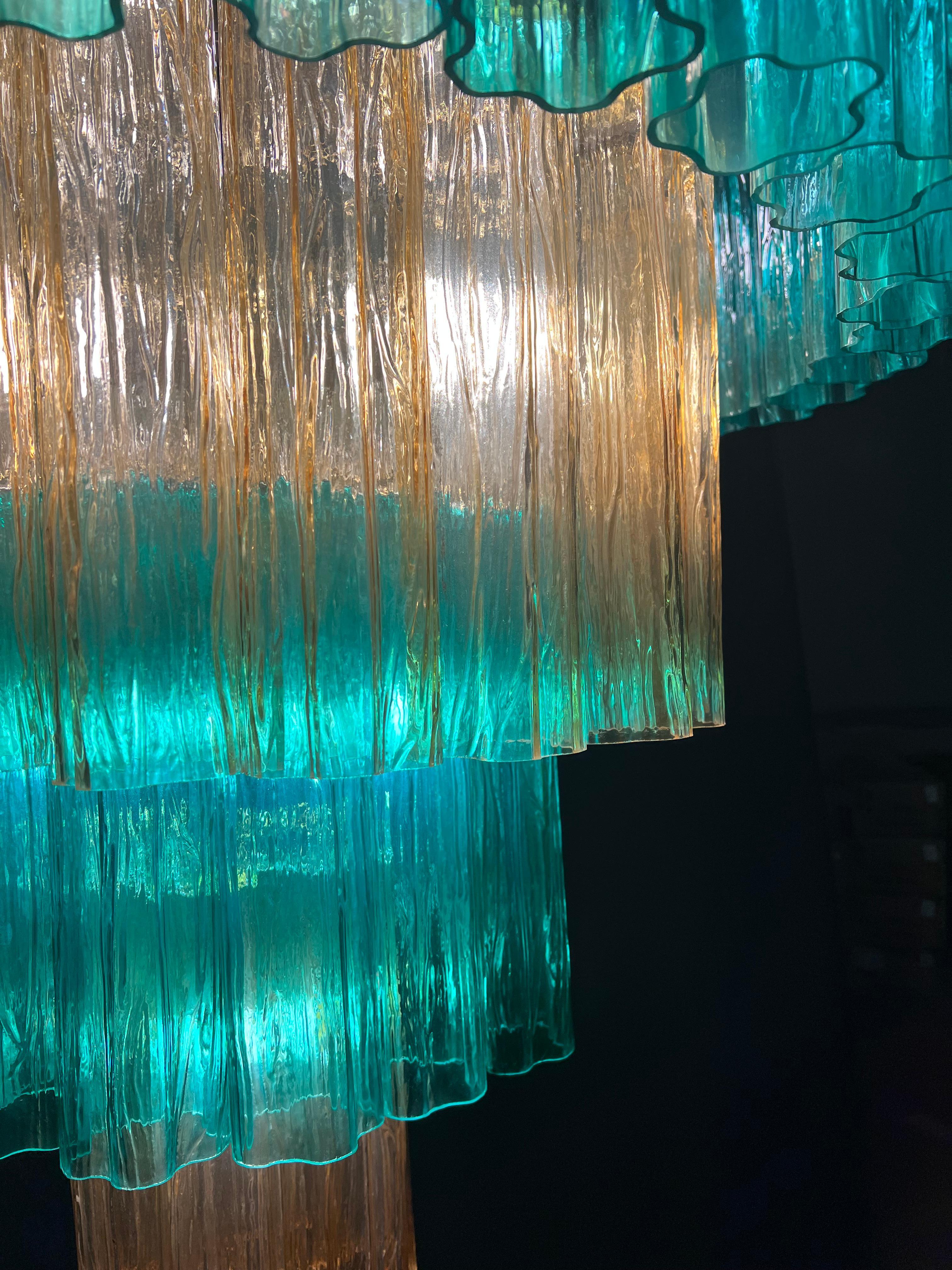 Charming  Italian Emerald and Gold Chandelier by Valentina Planta, Murano For Sale 11