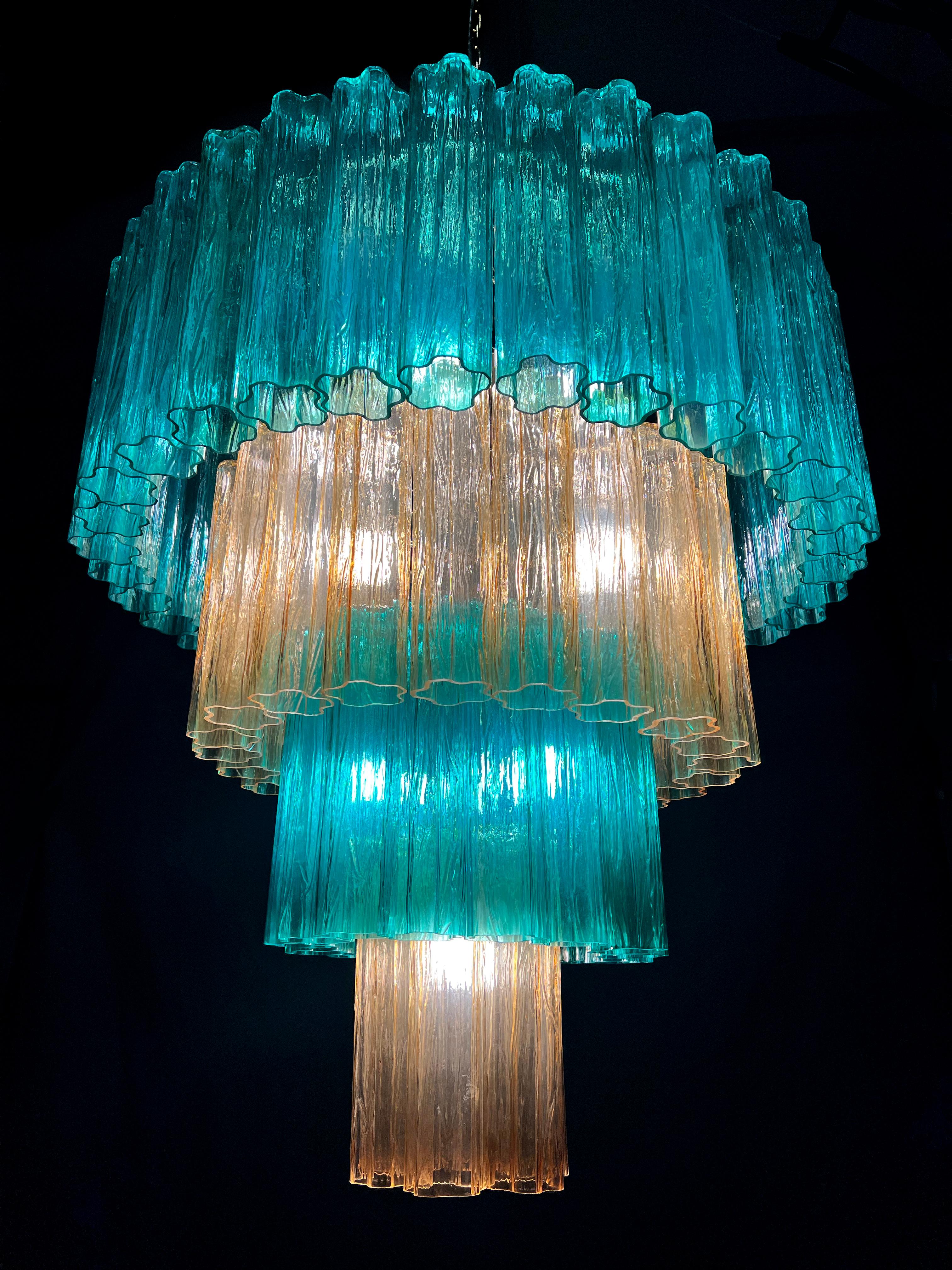 Gold Plate Charming  Italian Emerald and Gold Chandelier by Valentina Planta, Murano For Sale