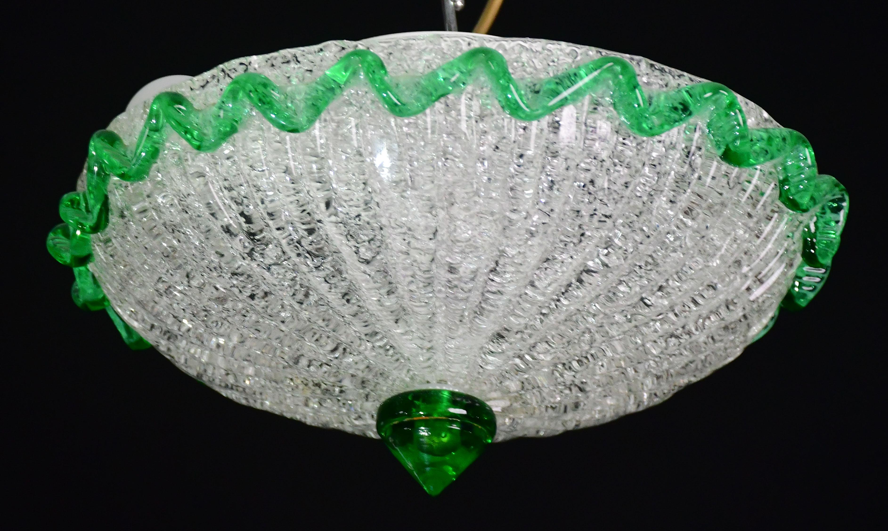 Encantador plafón italiano de cristal de Murano verde, Murano, 1970 en venta 4