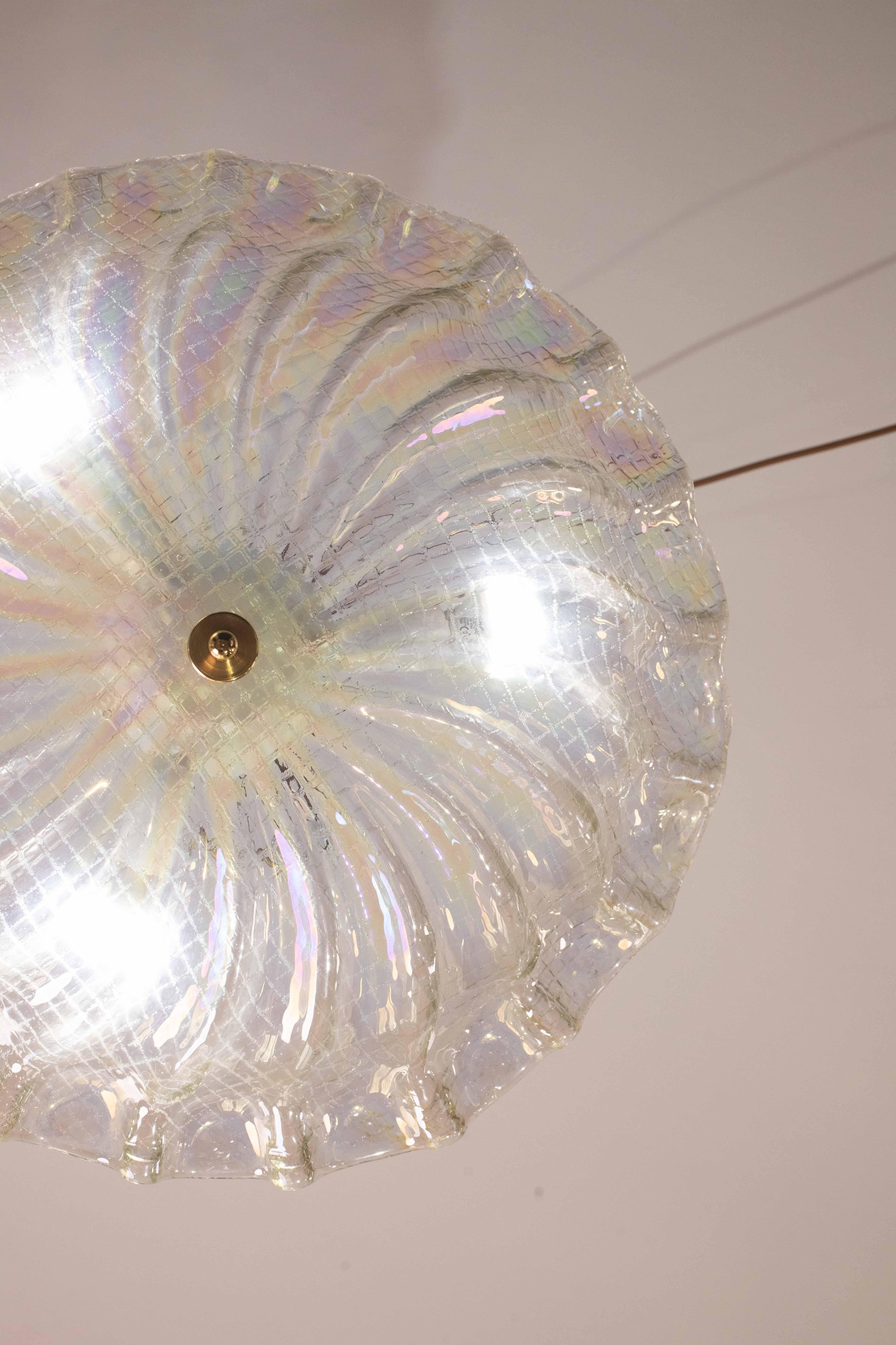 Charming Italian Iridescent Murano Glass Ceiling Fixture, Murano, 1960 For Sale 5