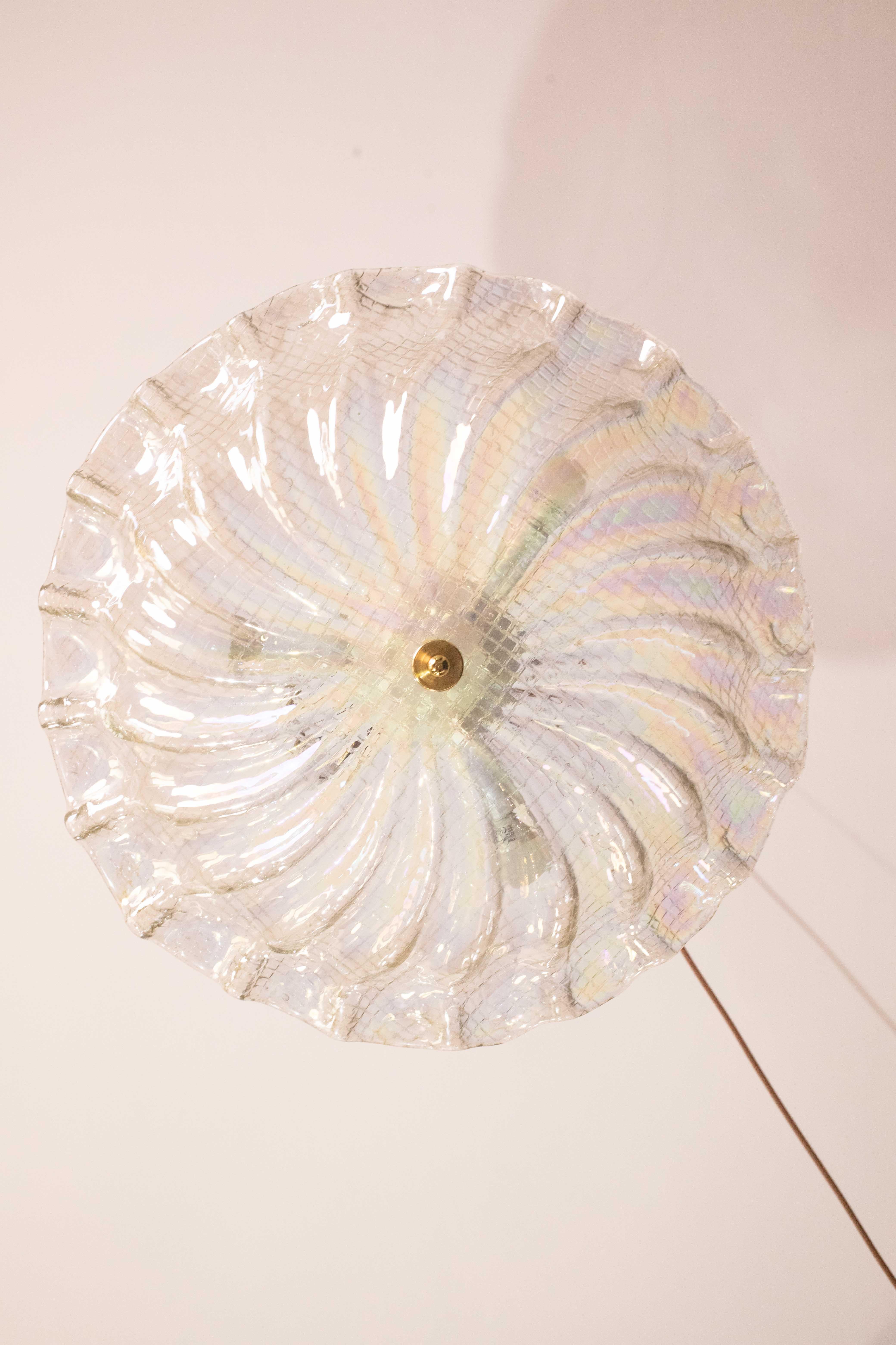 Charming Italian Iridescent Murano Glass Ceiling Fixture, Murano, 1960 For Sale 8