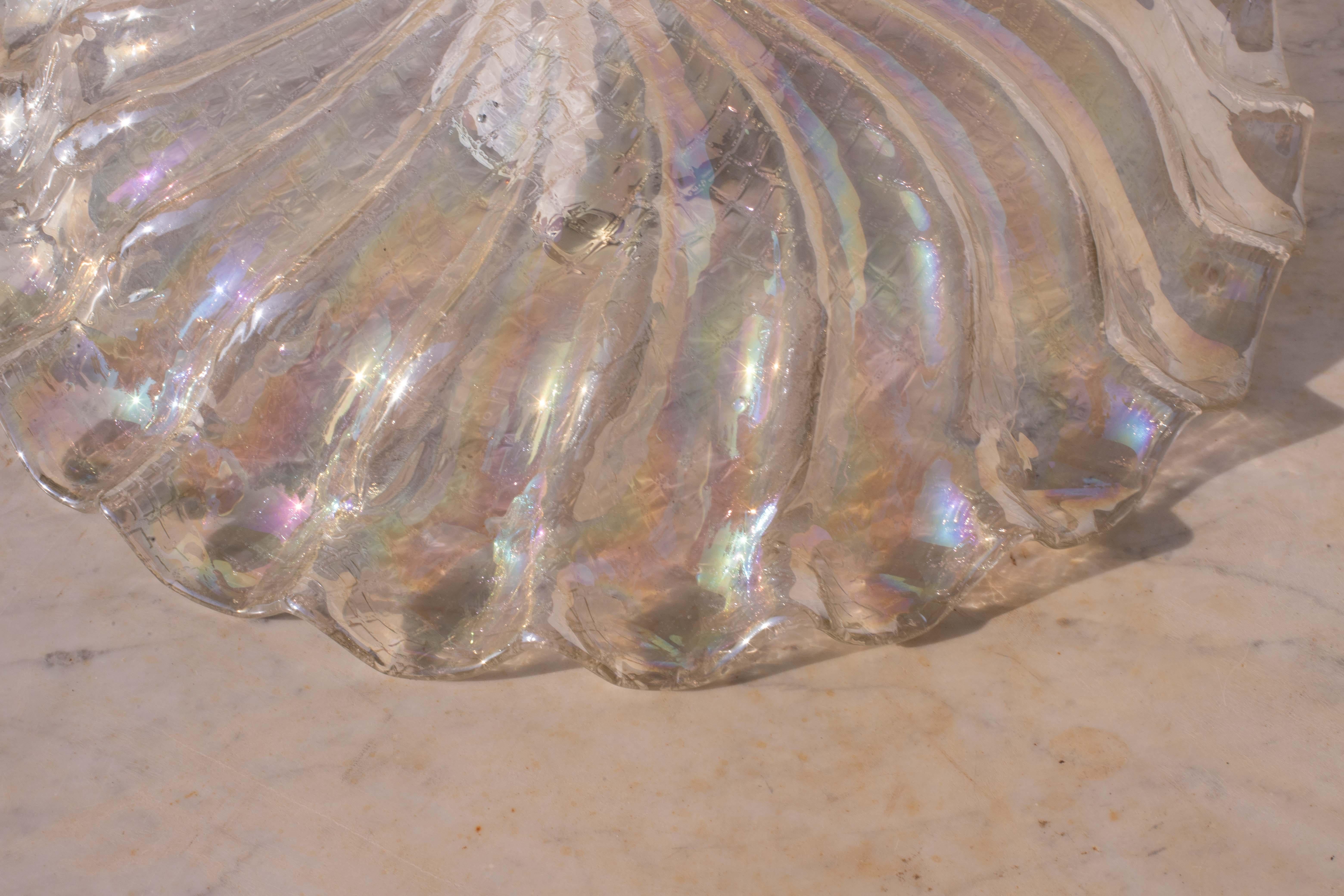 European Charming Italian Iridescent Murano Glass Ceiling Fixture, Murano, 1960 For Sale