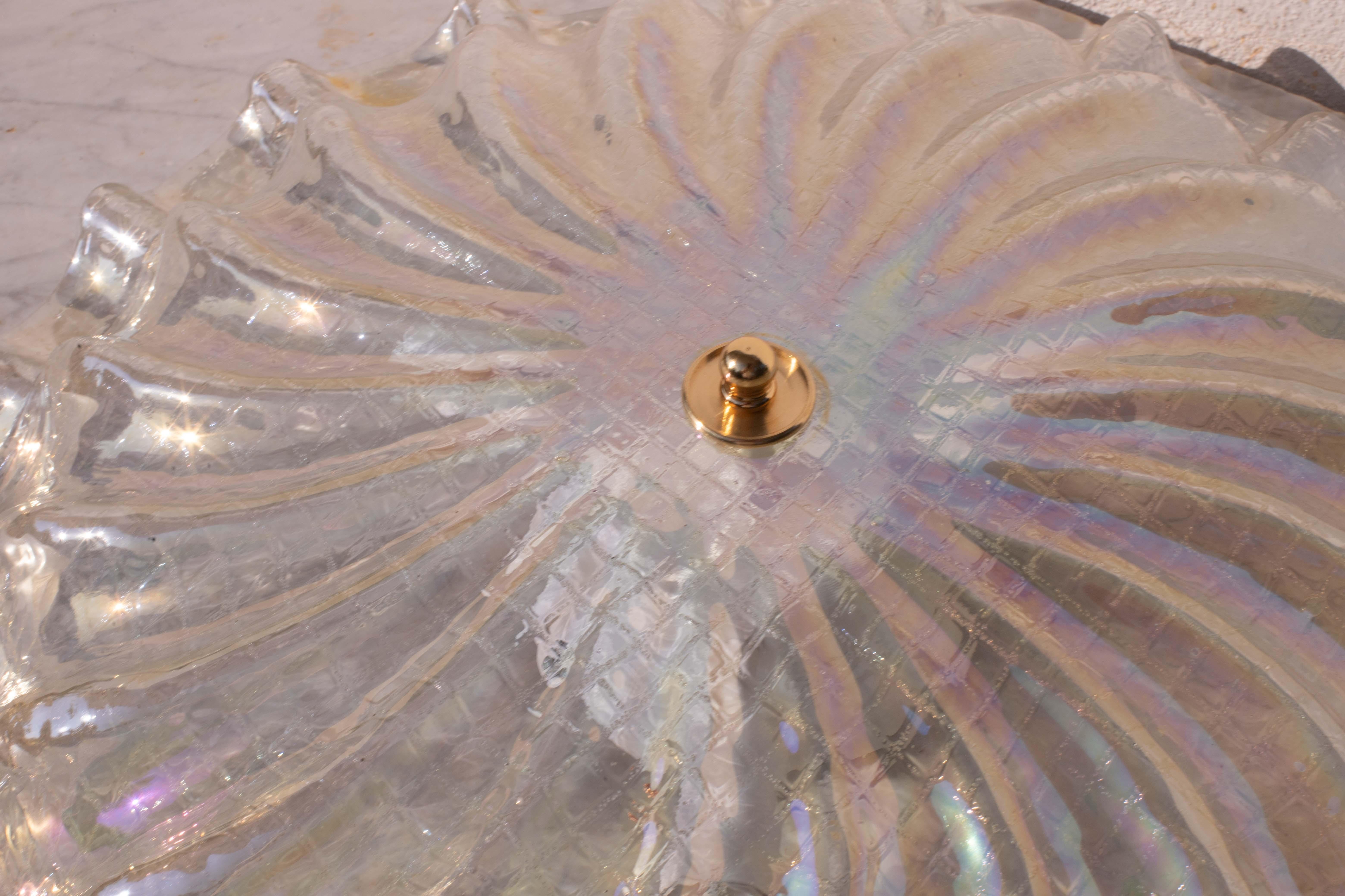 Mid-20th Century Charming Italian Iridescent Murano Glass Ceiling Fixture, Murano, 1960 For Sale