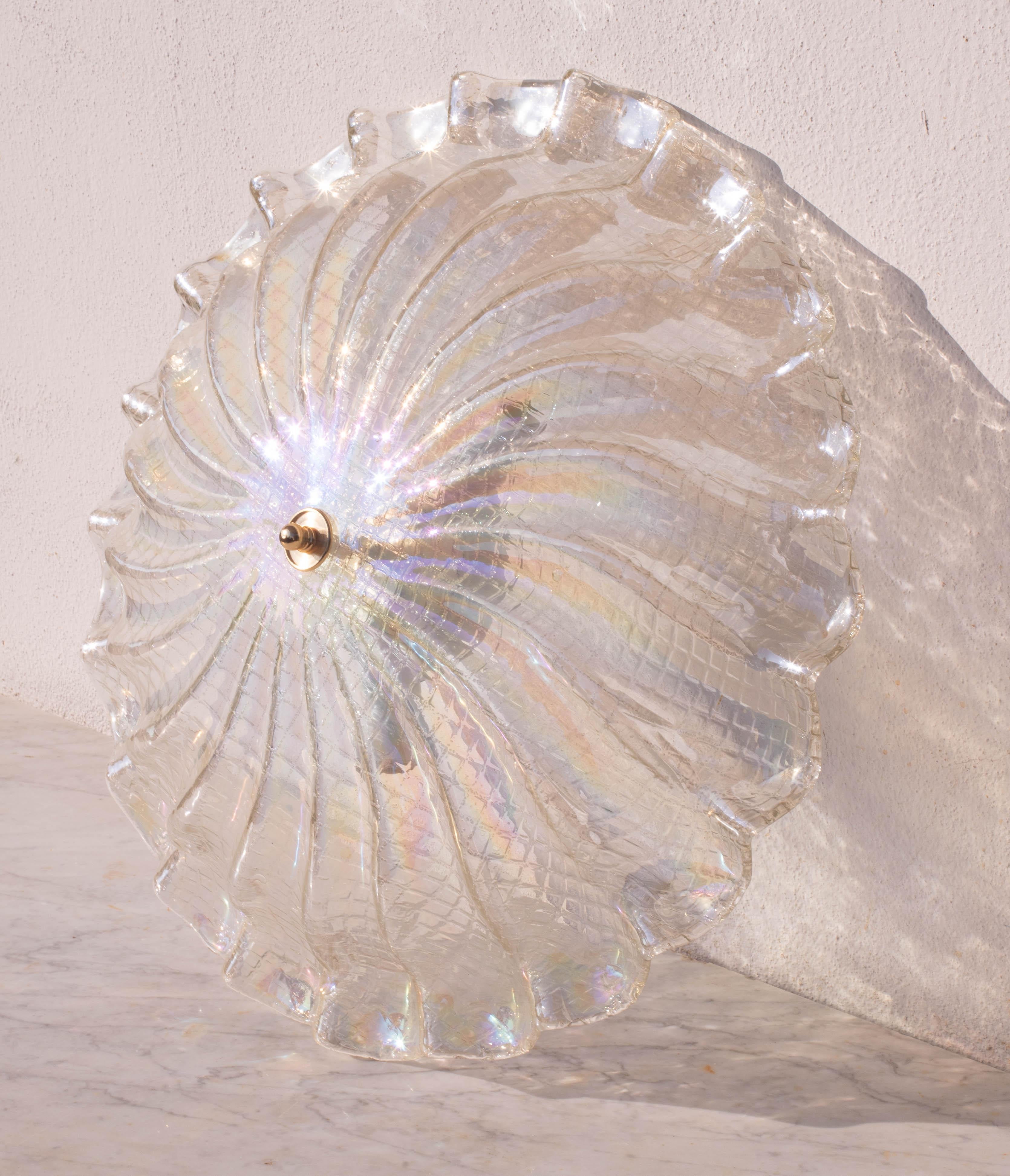 Charming Italian Iridescent Murano Glass Ceiling Fixture, Murano, 1960 For Sale 1