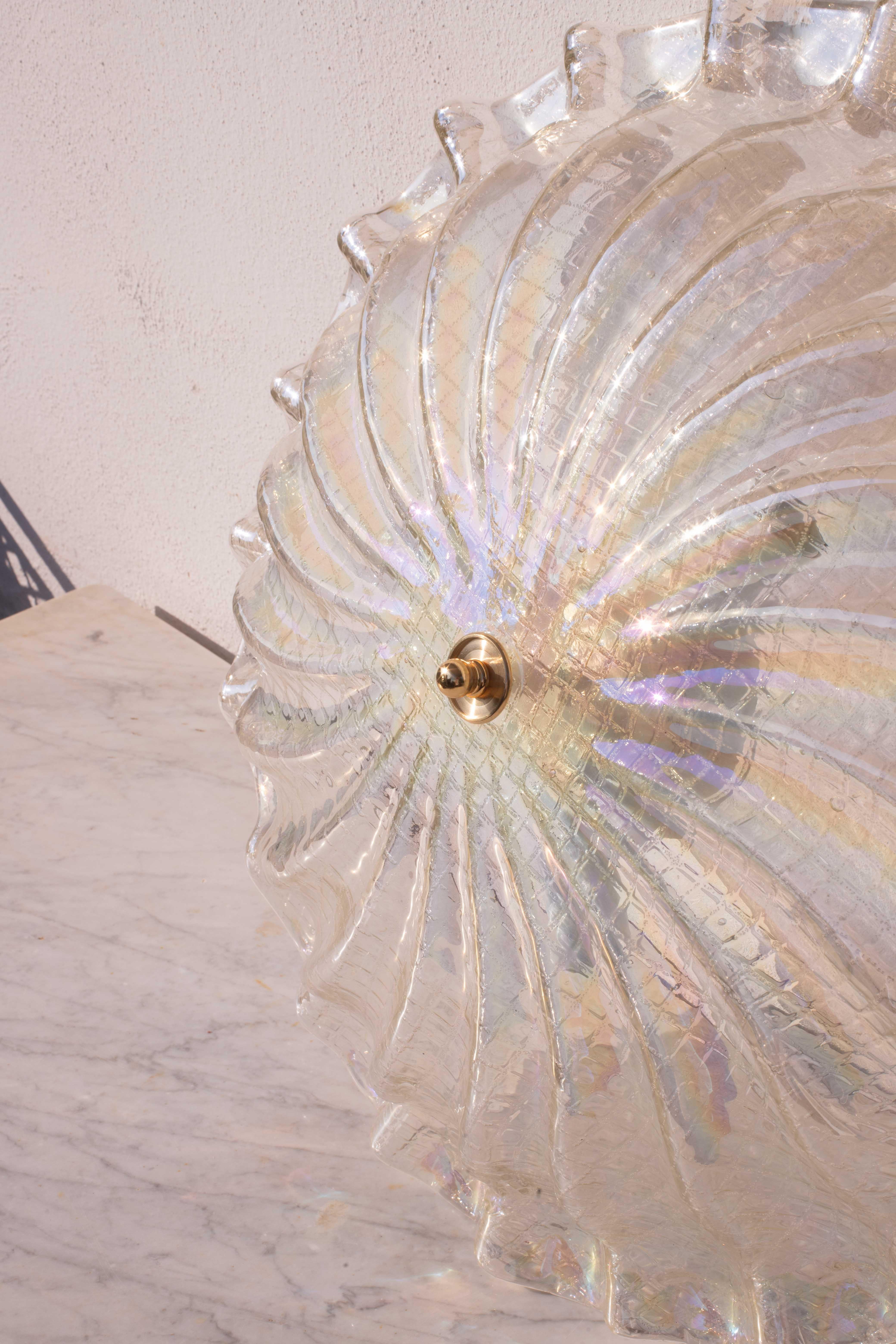 Charming Italian Iridescent Murano Glass Ceiling Fixture, Murano, 1960 For Sale 2