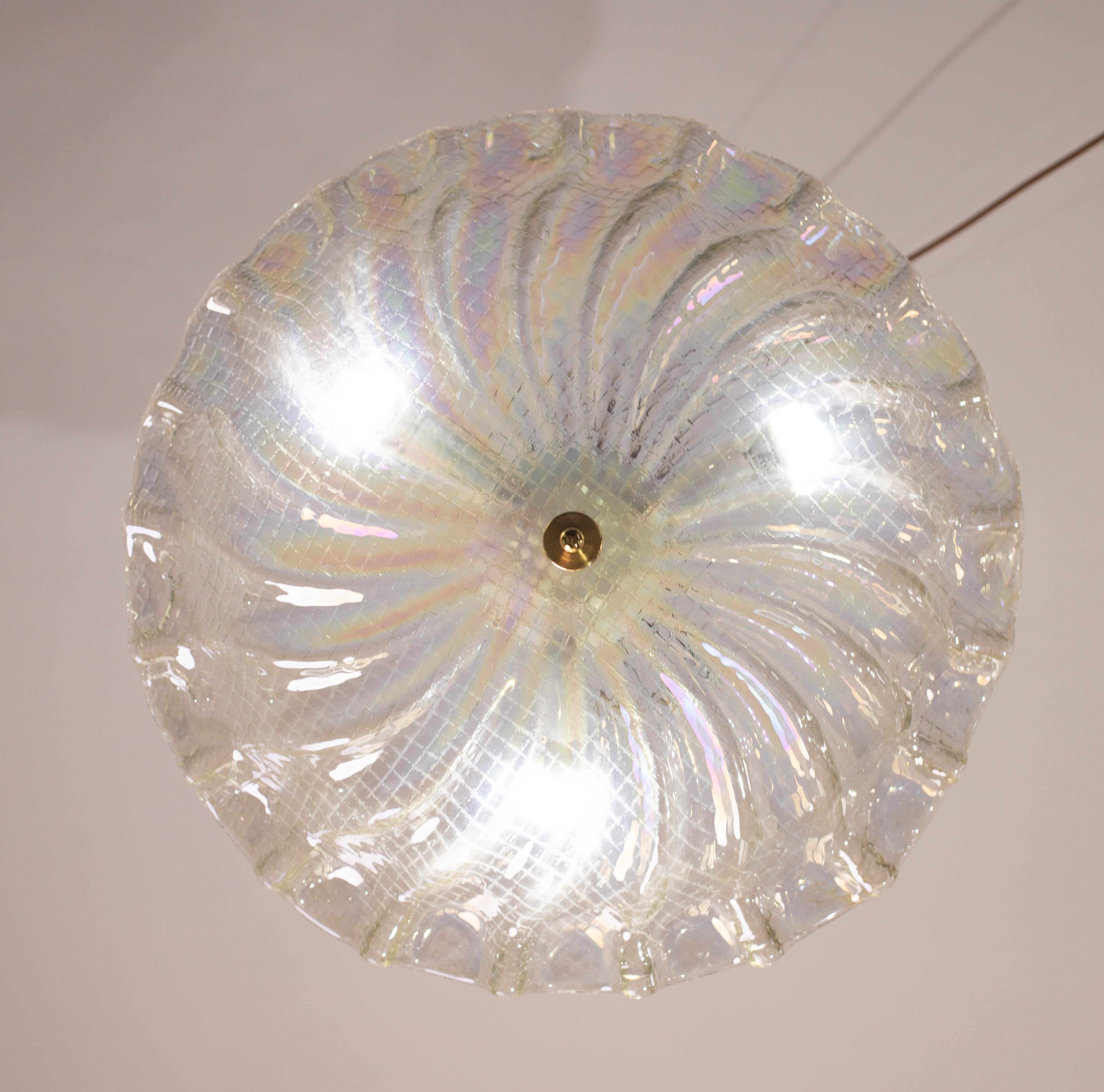 Charming Italian Iridescent Murano Glass Ceiling Fixture, Murano, 1960 For Sale 3