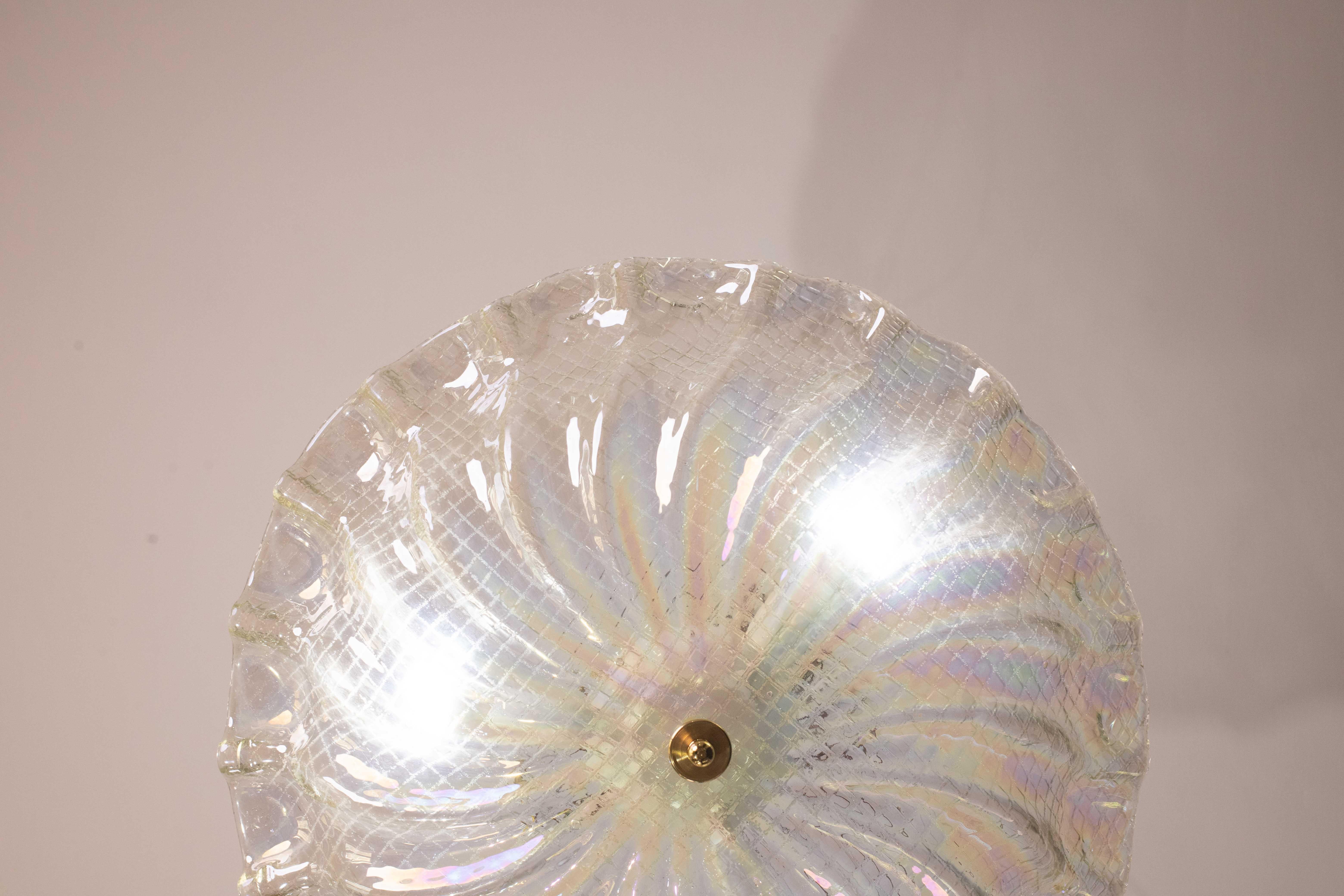 Charming Italian Iridescent Murano Glass Ceiling Fixture, Murano, 1960 For Sale 4