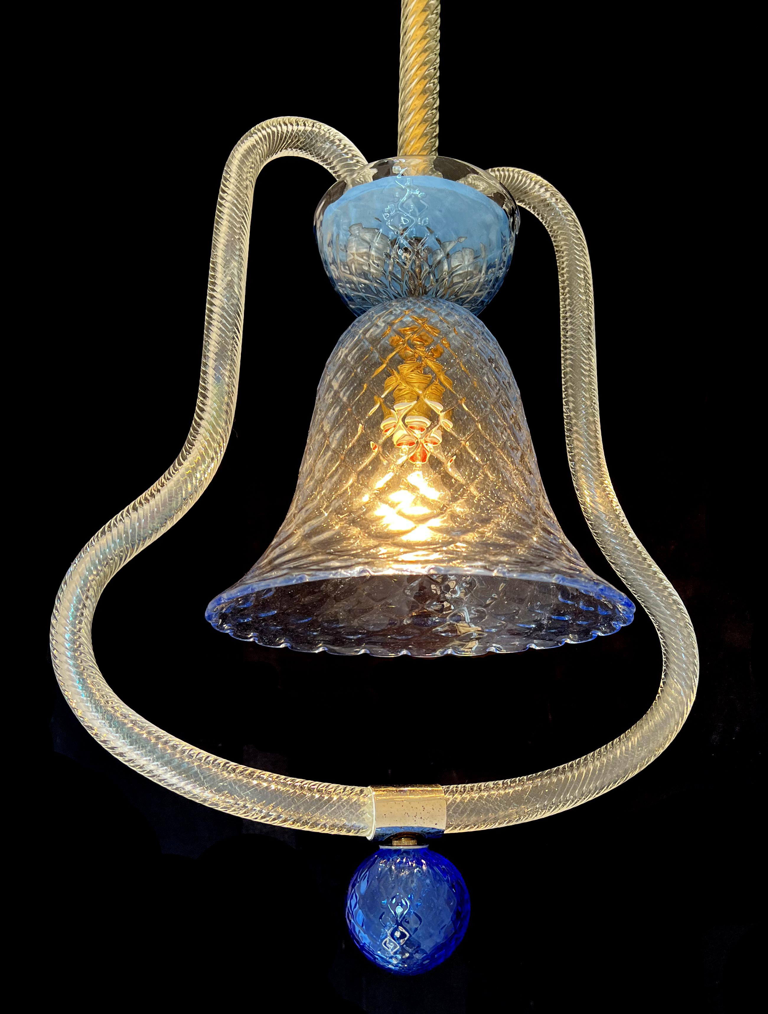Charming Italian Lantern Chandelier, Murano, 1950s For Sale 6