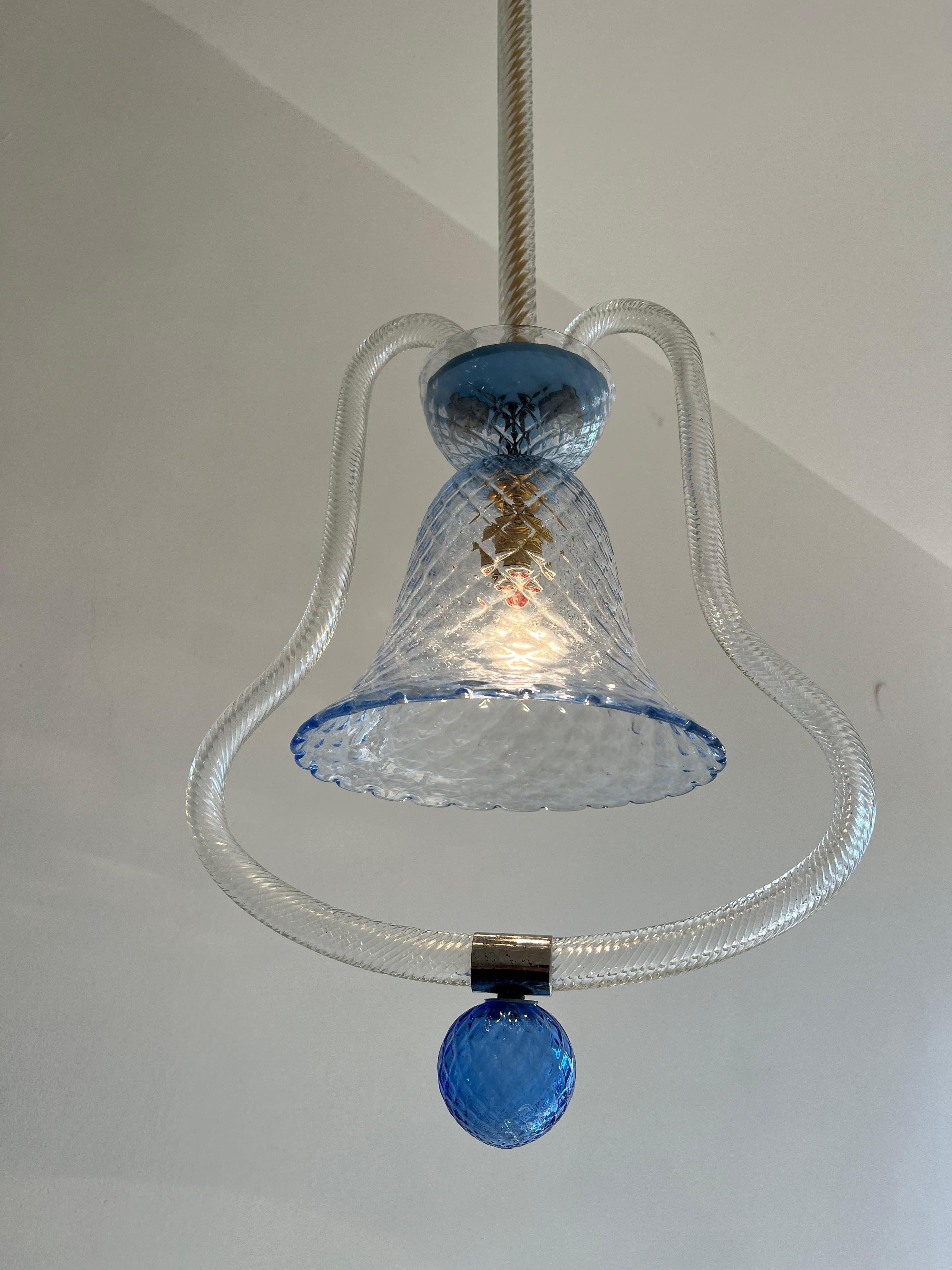 Charming Italian Lantern Chandelier, Murano, 1950s For Sale 8