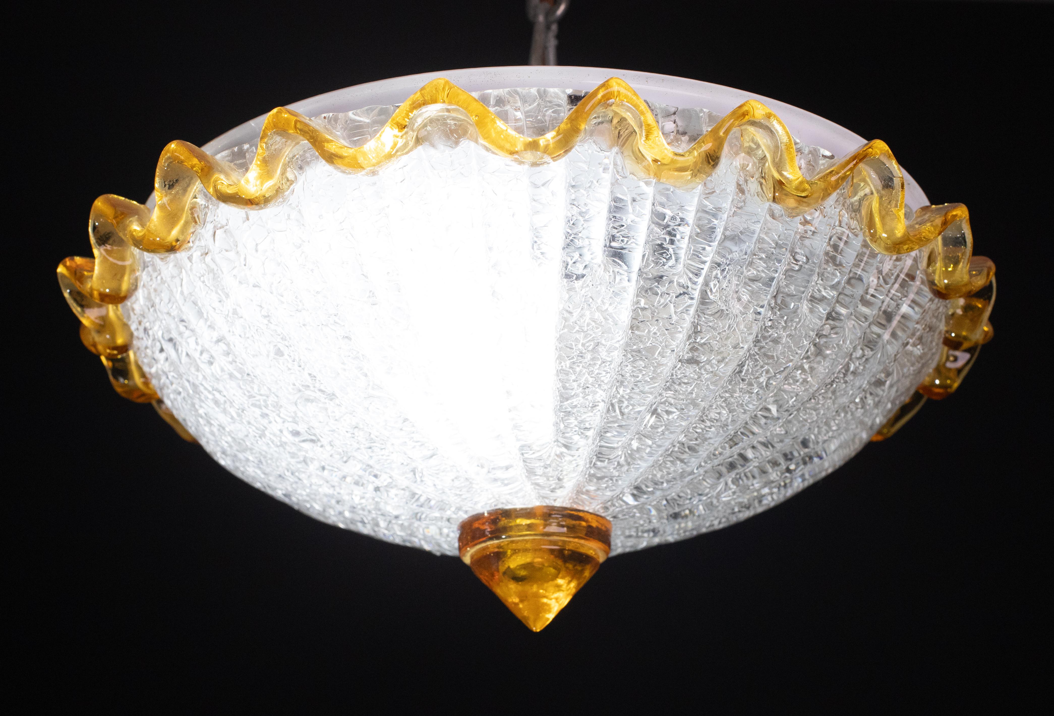 Mid-20th Century Charming Italian Orange Murano Glass Ceiling Fixture, Murano, 1960 For Sale