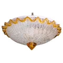 Charming Italian Orange Murano Glass Ceiling Fixture, Murano, 1960