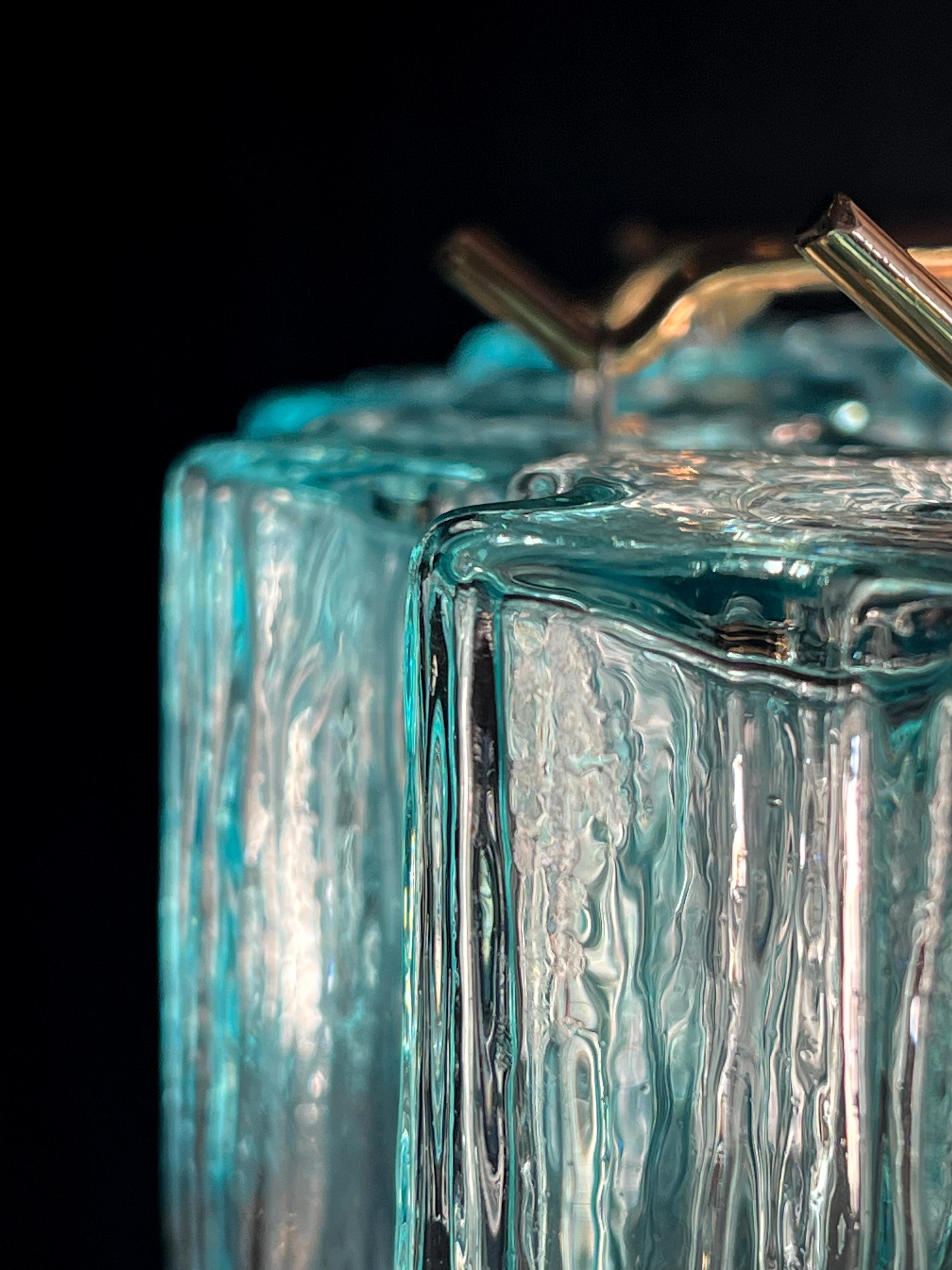 Charming  Italian Pink an Blue Chandelier by Valentina Planta, Murano (Vergoldung) im Angebot