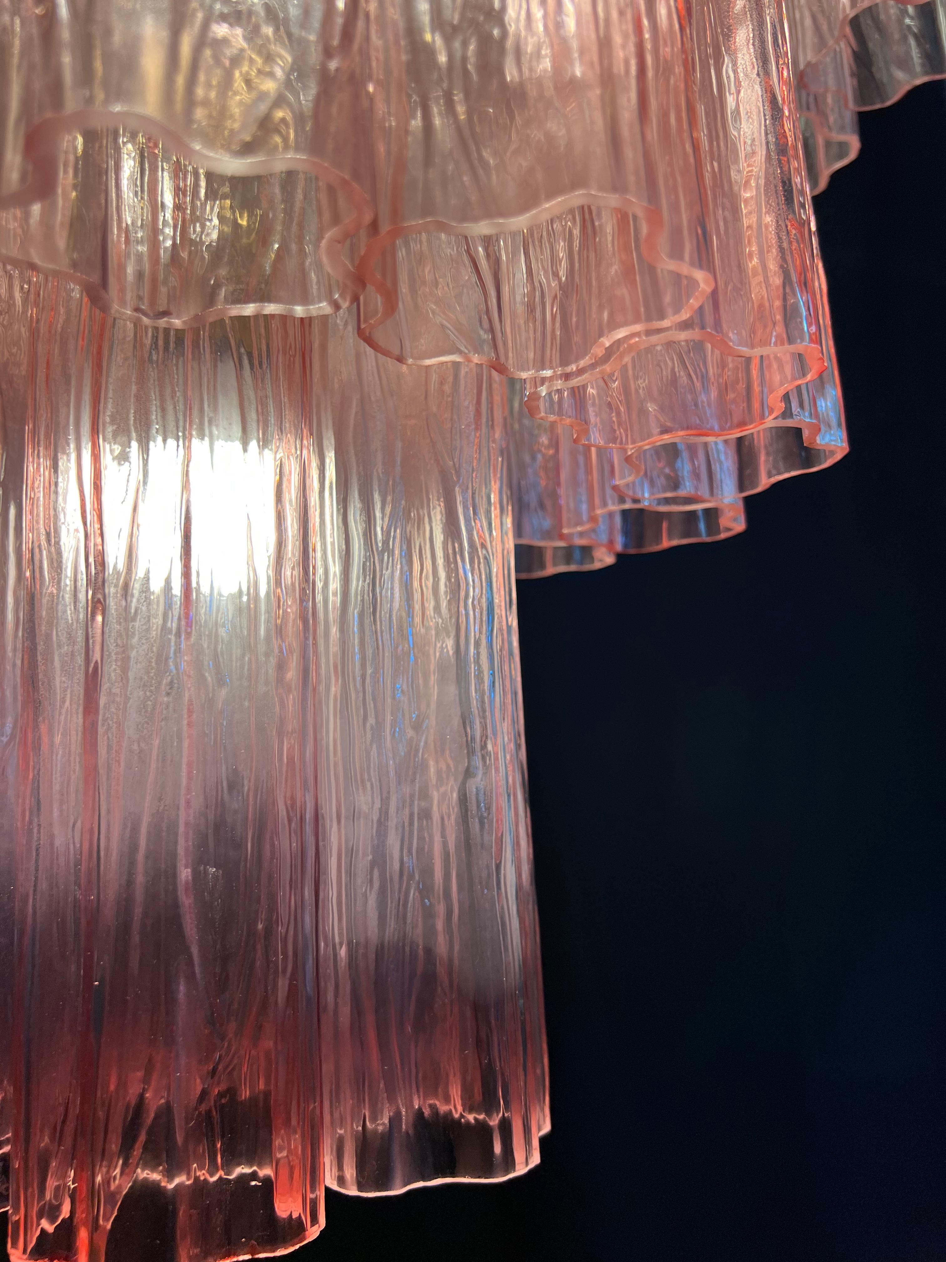 Charming Italian Pink Chandelier by Valentina Planta, Murano For Sale 8