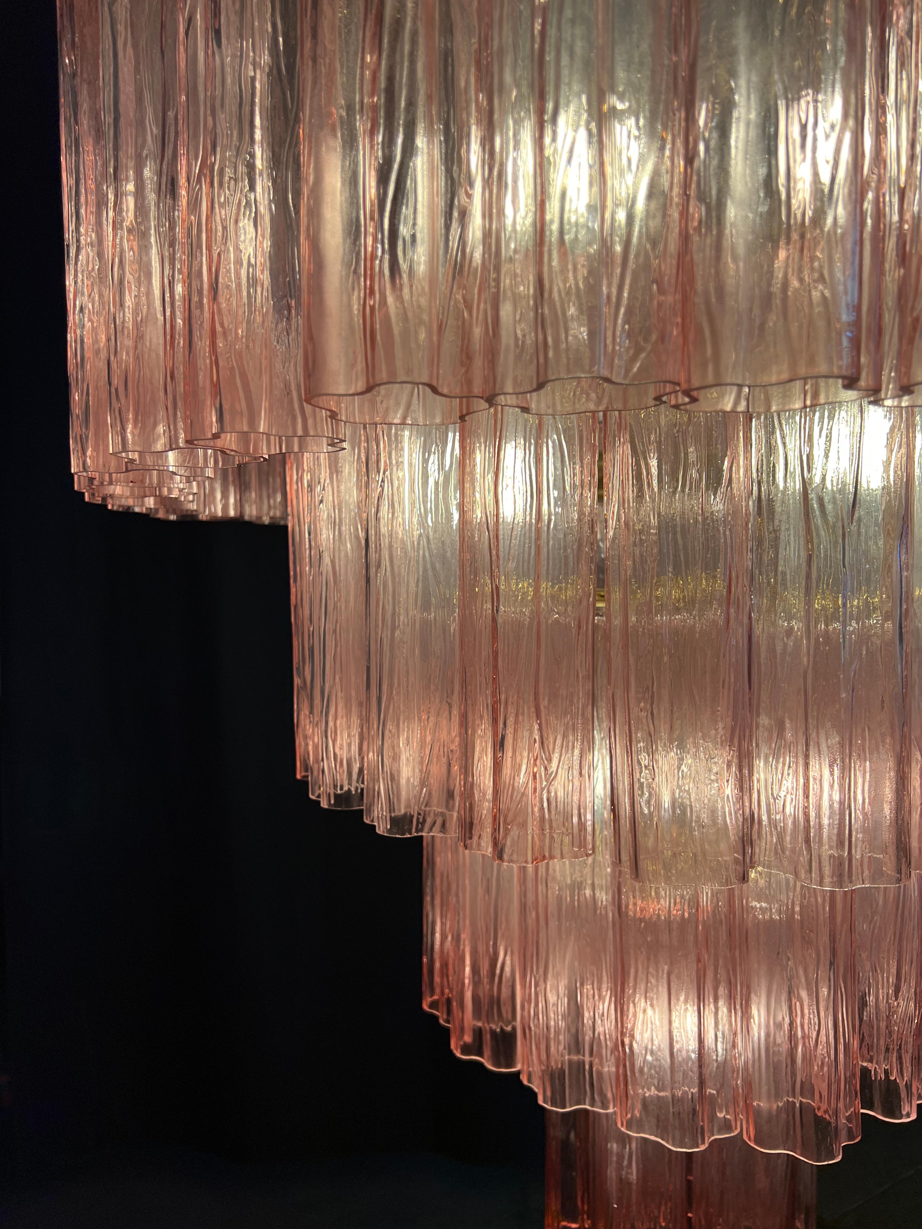 Charming Italian Pink Chandelier by Valentina Planta, Murano For Sale 14