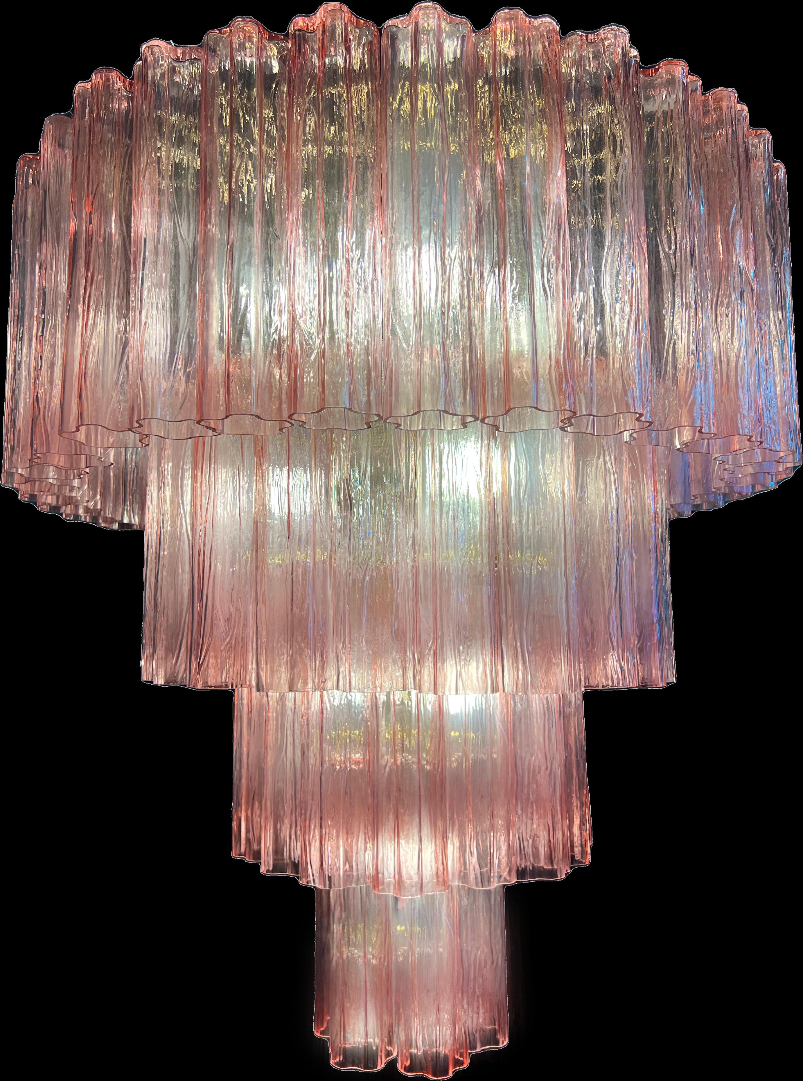 Gold Plate Charming Italian Pink Chandelier by Valentina Planta, Murano For Sale