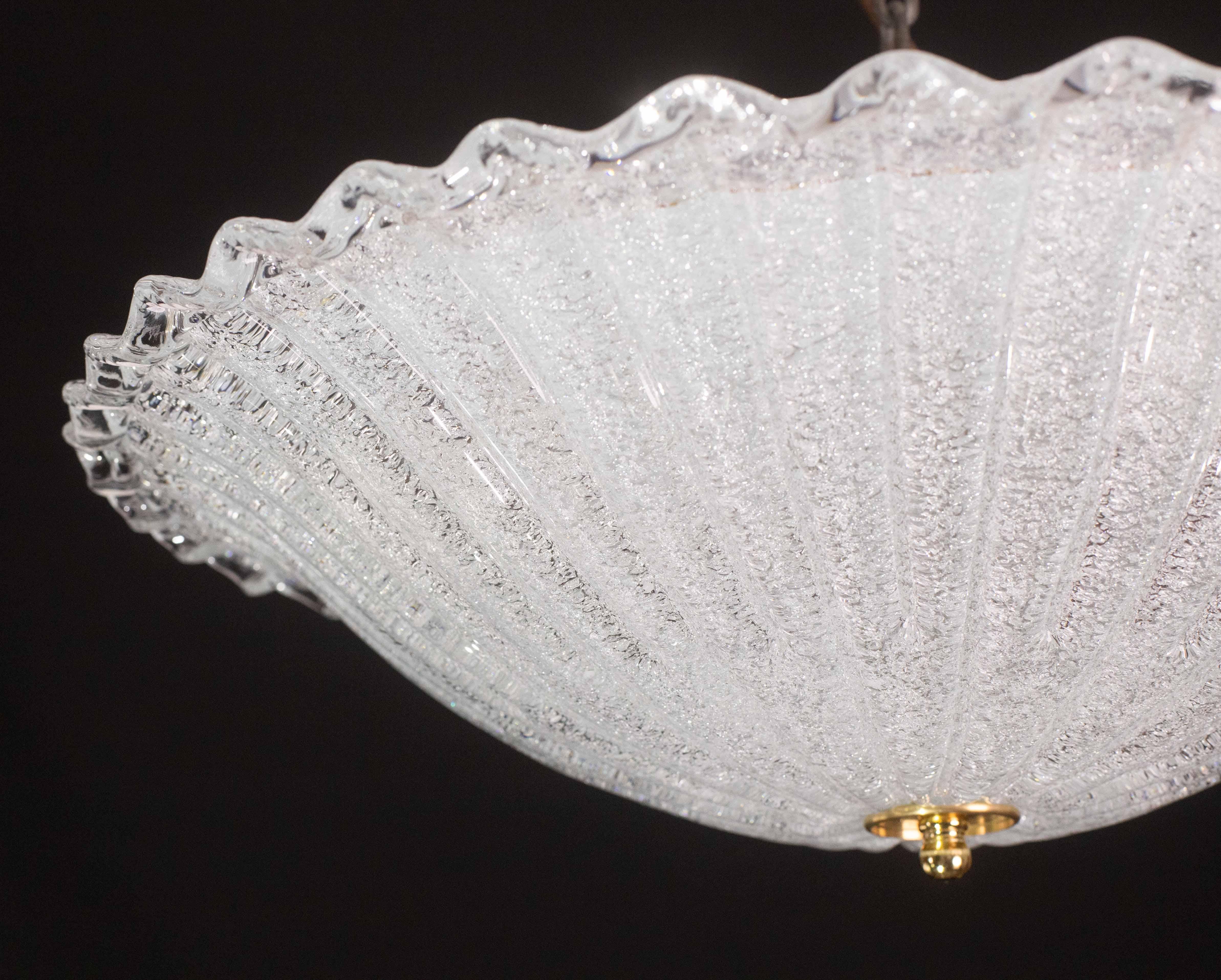 Incantevole plafoniera italiana in vetro di Murano trasparente, Murano, 1960 in vendita 5