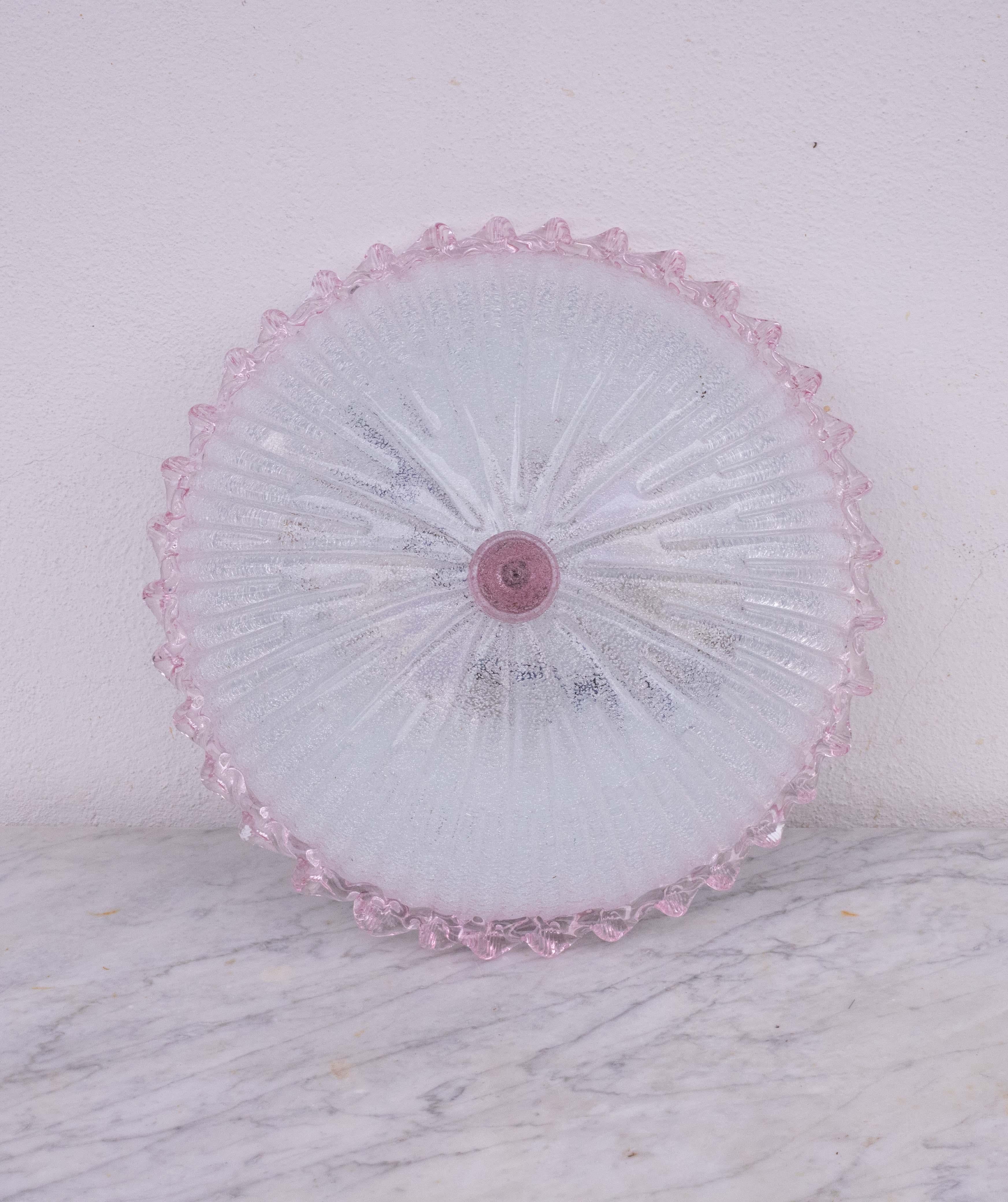 Charming Italian Pink Murano Glass Ceiling Fixture, Murano, 1960 For Sale 6