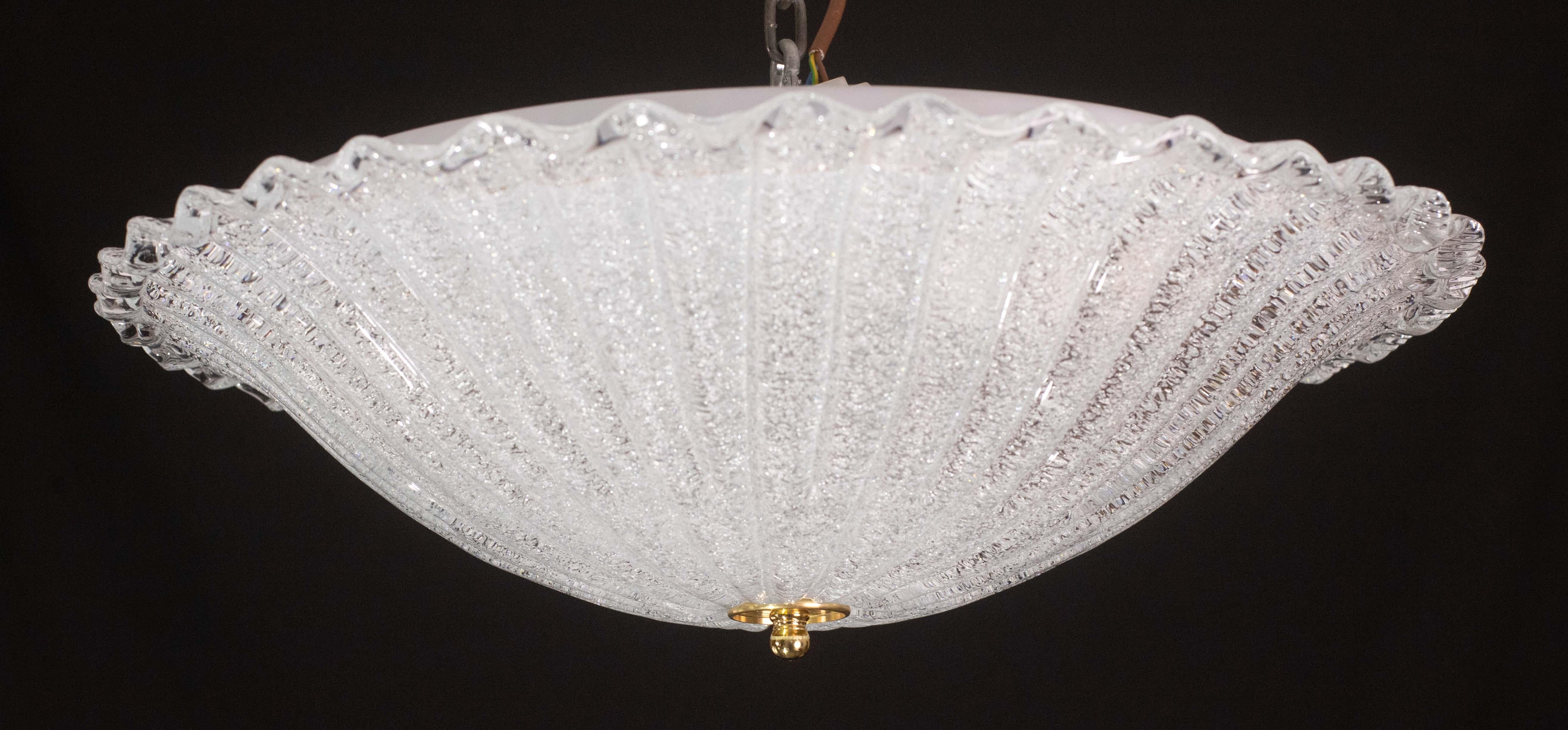 Incantevole plafoniera italiana in vetro di Murano trasparente, Murano, 1960 in vendita 6