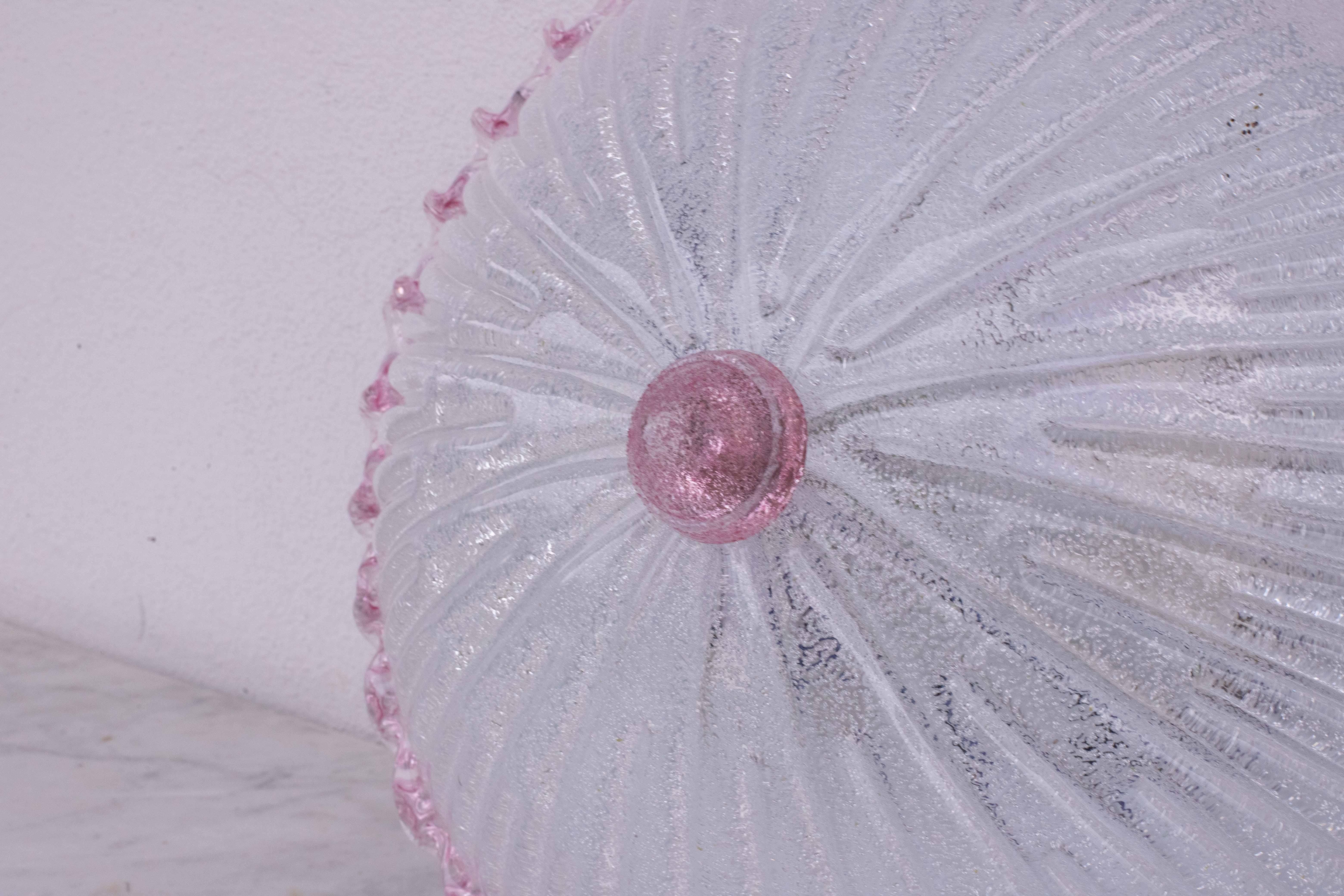 Charming Italian Pink Murano Glass Ceiling Fixture, Murano, 1960 For Sale 9