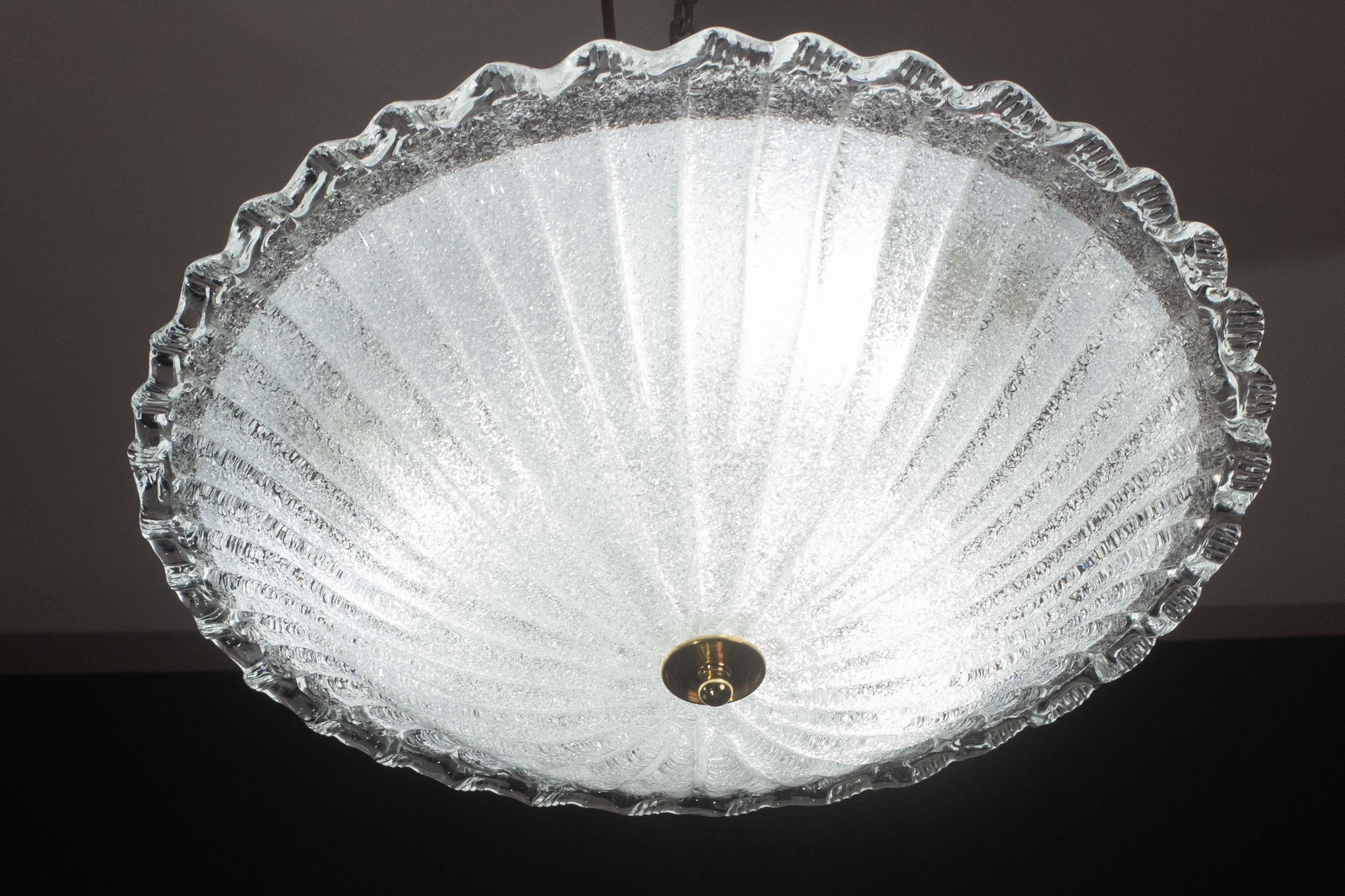 Incantevole plafoniera italiana in vetro di Murano trasparente, Murano, 1960 In condizioni buone in vendita a Roma, IT