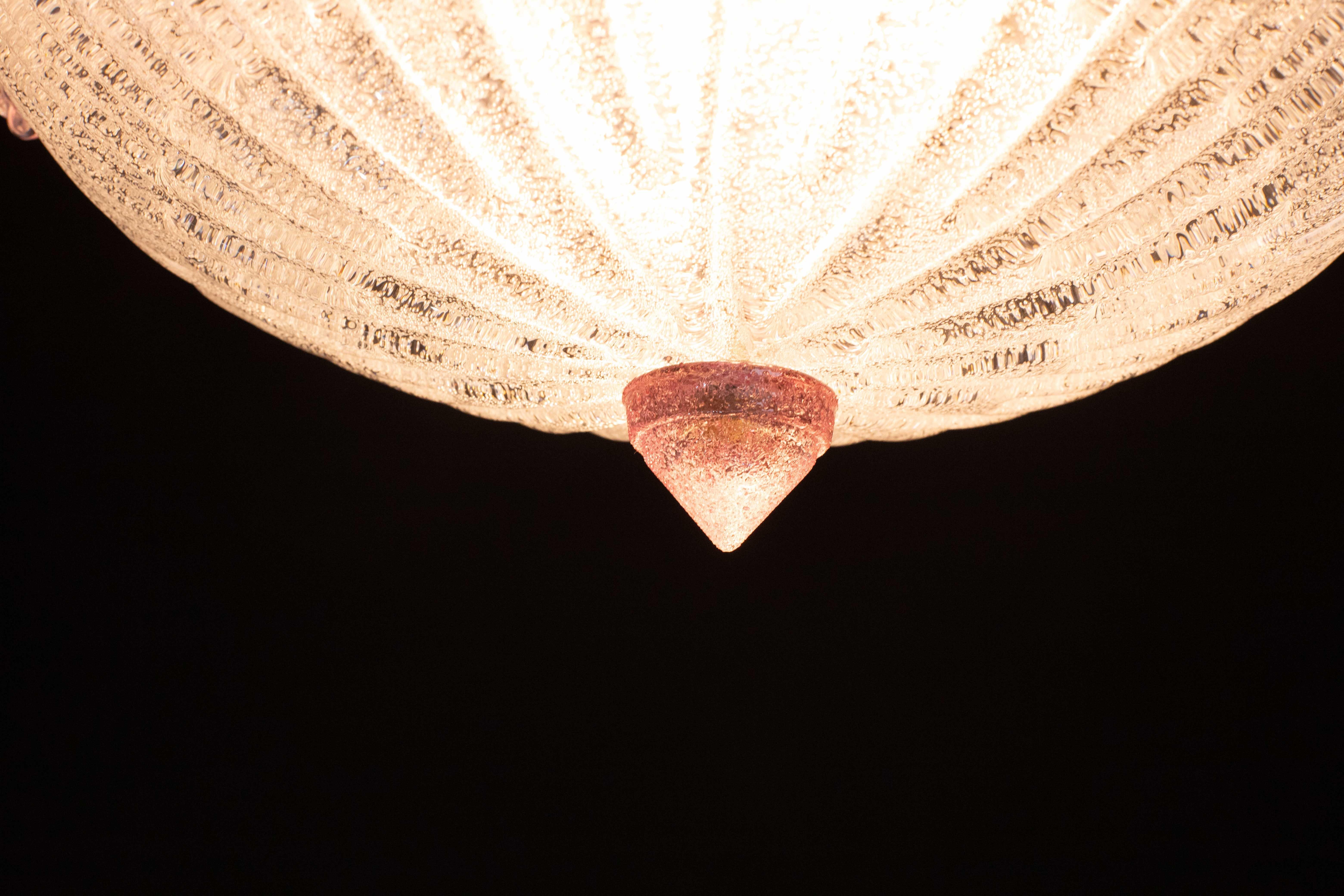 Charming Italian Pink Murano Glass Ceiling Fixture, Murano, 1960 In Good Condition For Sale In Roma, IT